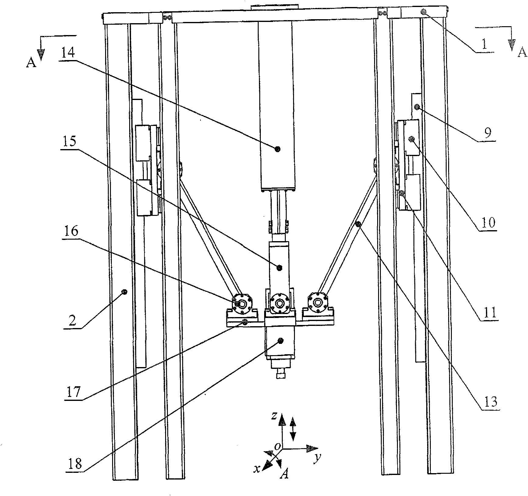 Platform of principal axis with paralleled Z, A two degrees of freedom driven by linear motor