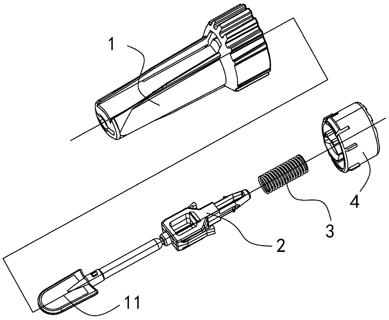 Tail push type disposable safety blood collection device