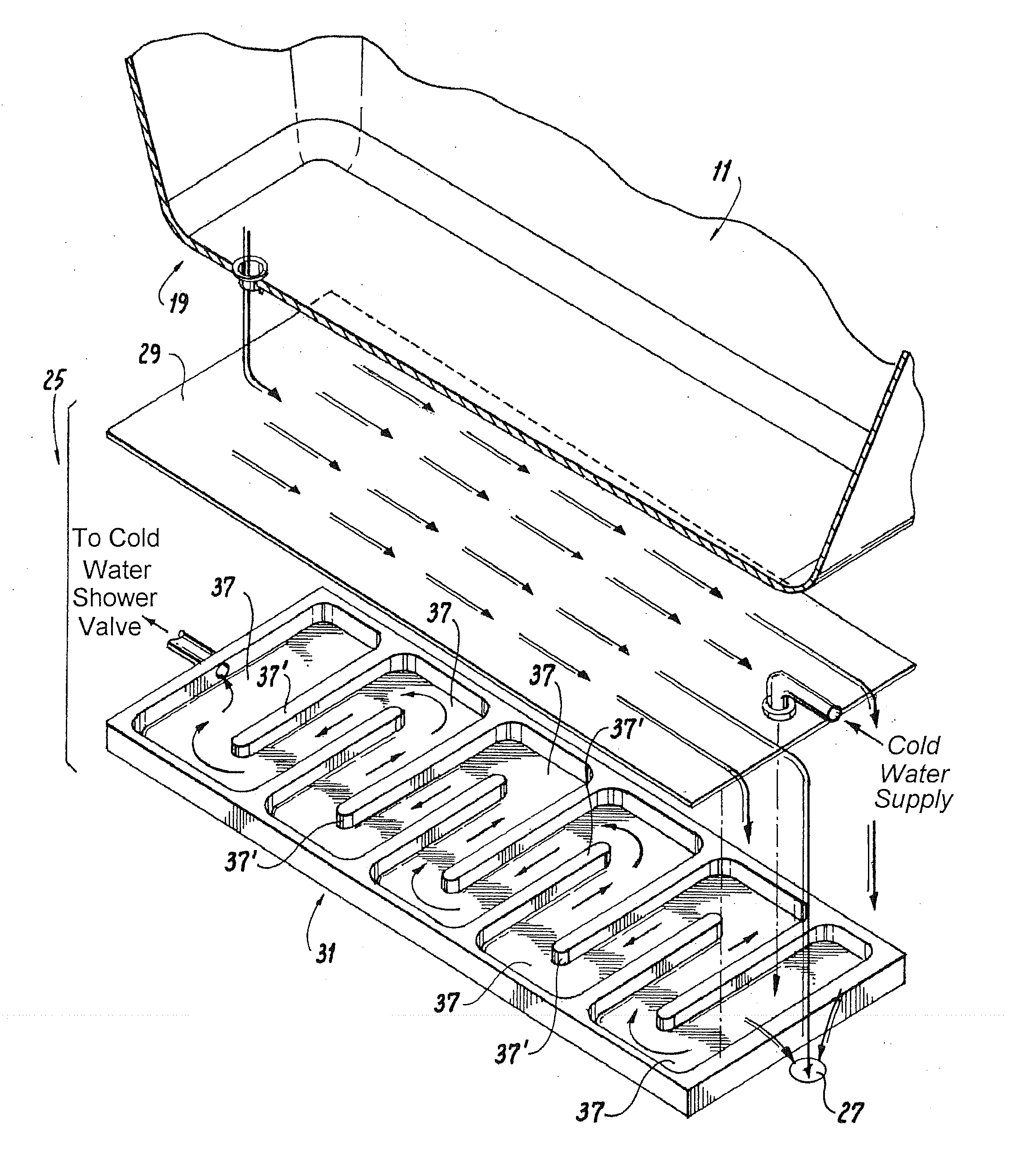 Shower heat exchanger with clog-removable drain