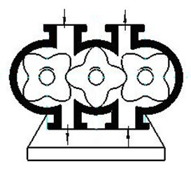 Three-axis Roots vacuum pump