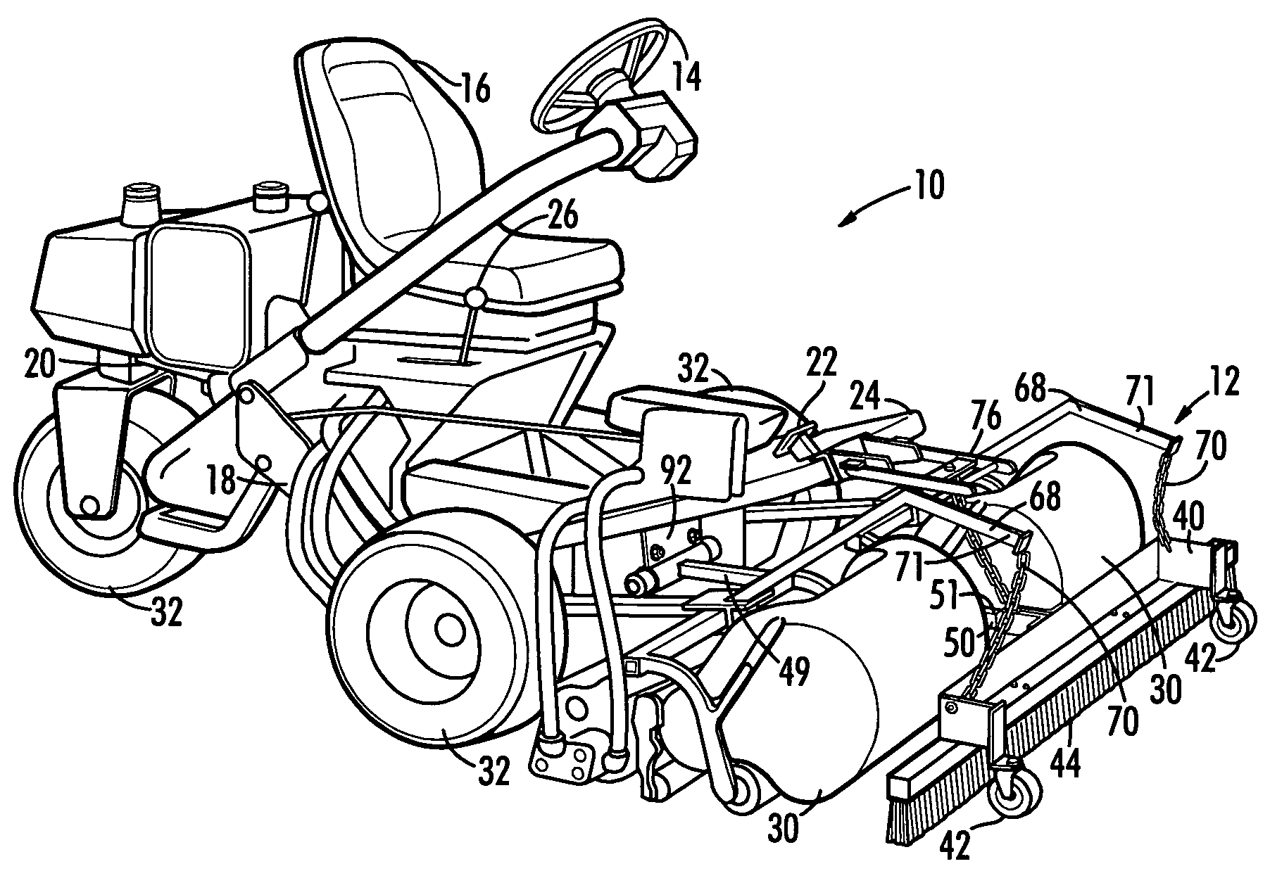 Brush attachment for golf course greens mower