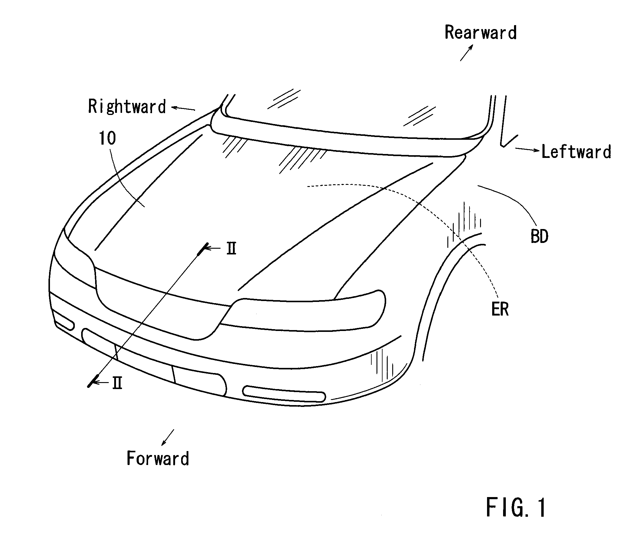 Front structure of automobile hood