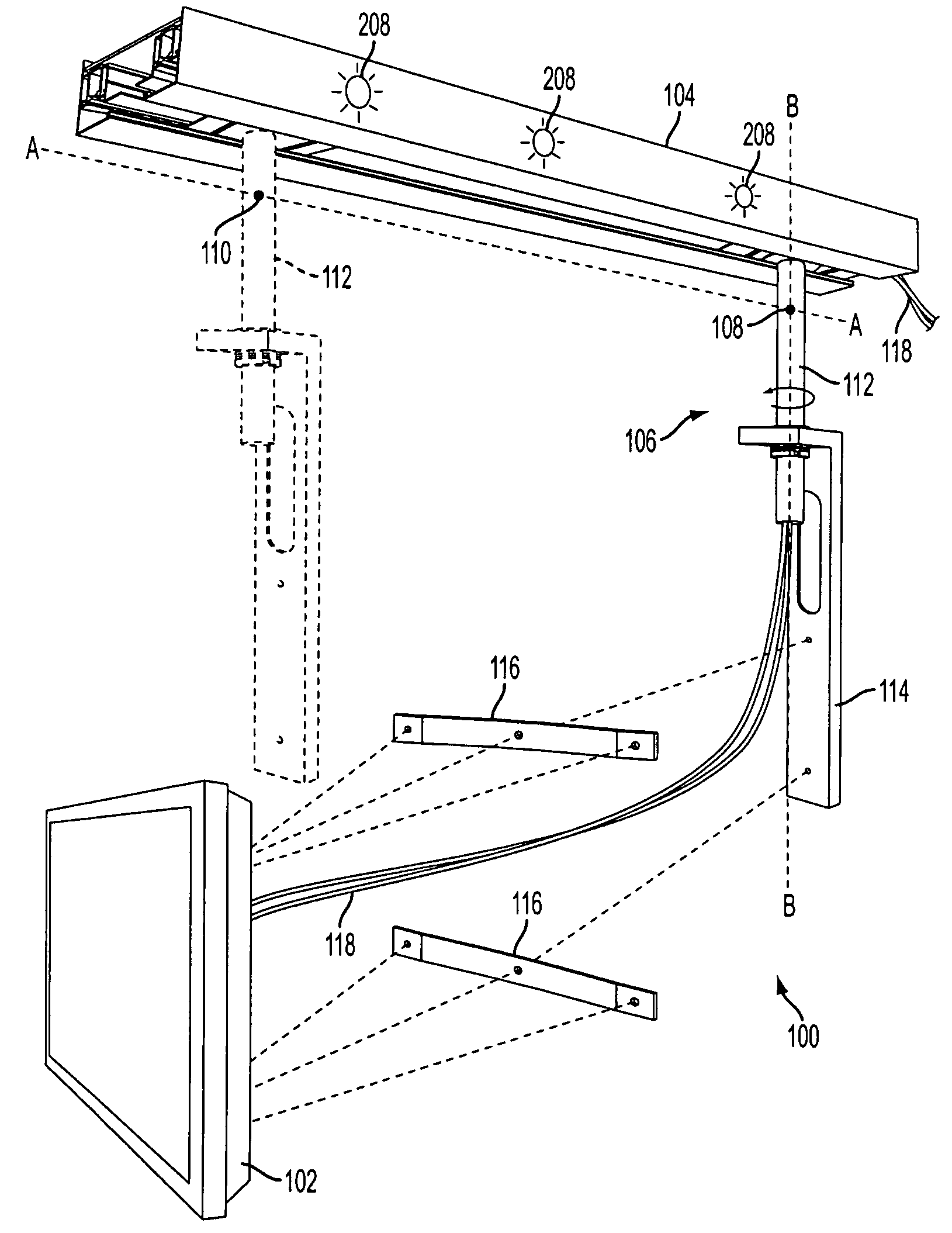 Cable management system for a movable display device