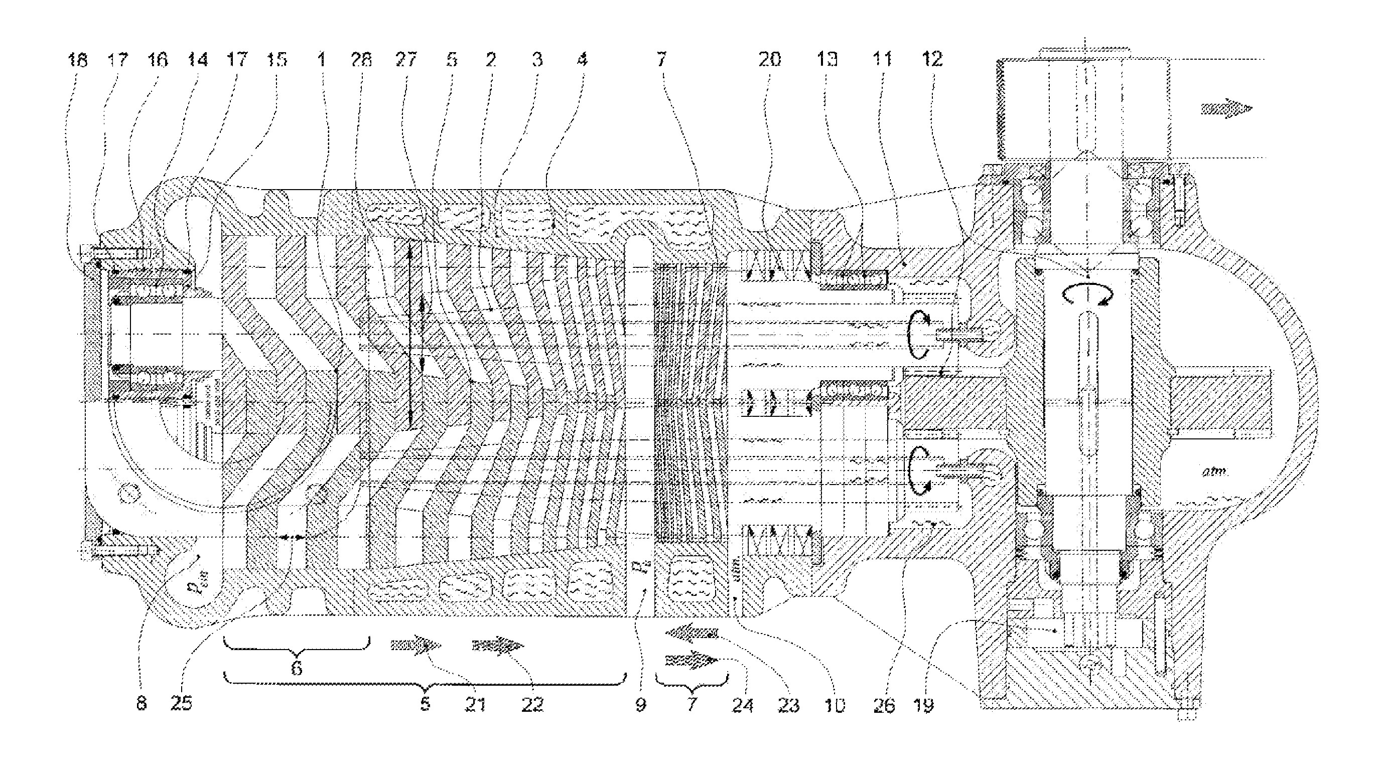 Displacement pump with internal compression