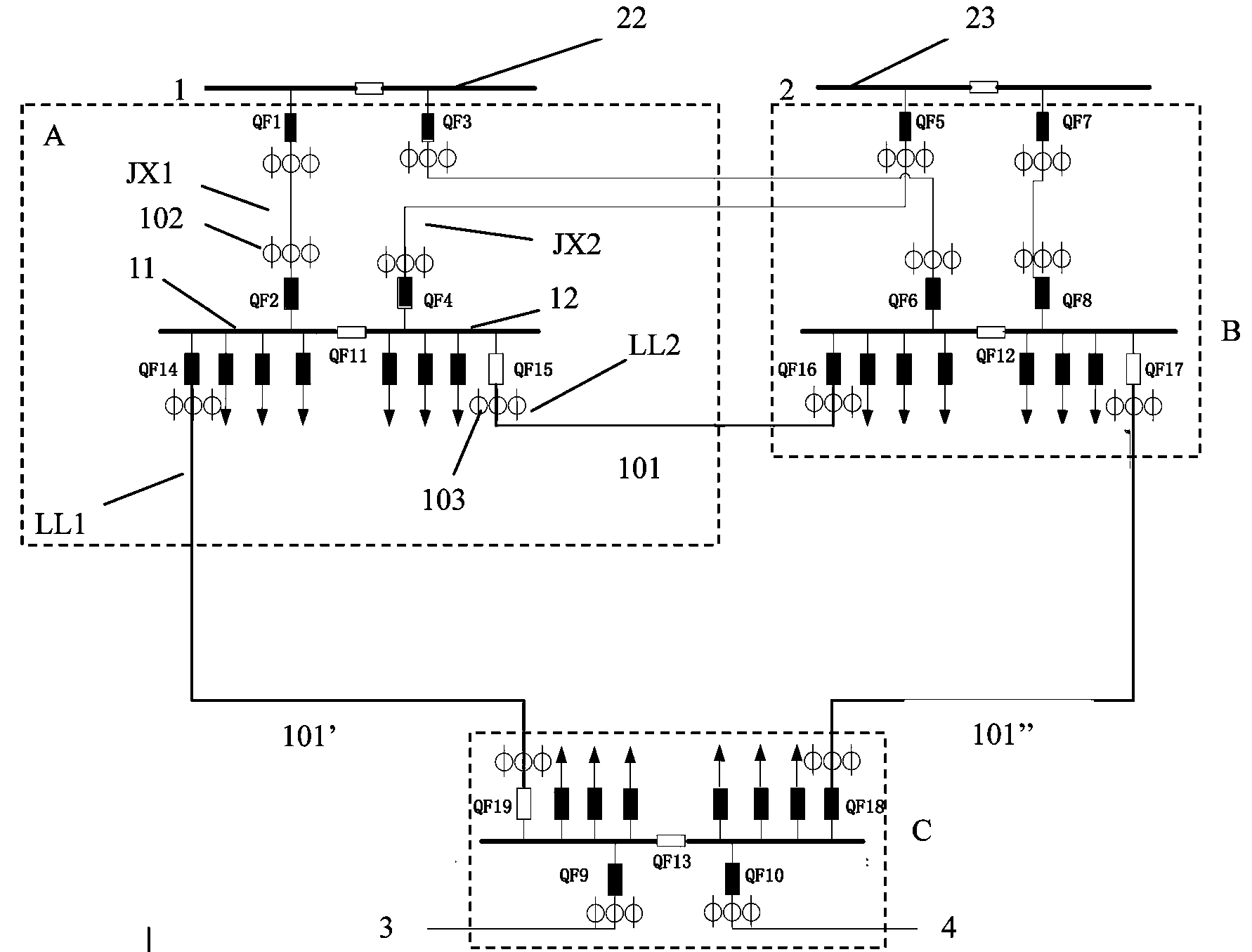 Switching station feeder line automatic protection method