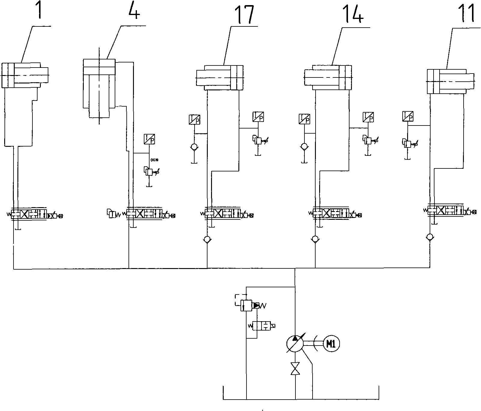 Large-scale ring rolling machine proportion servo-control system