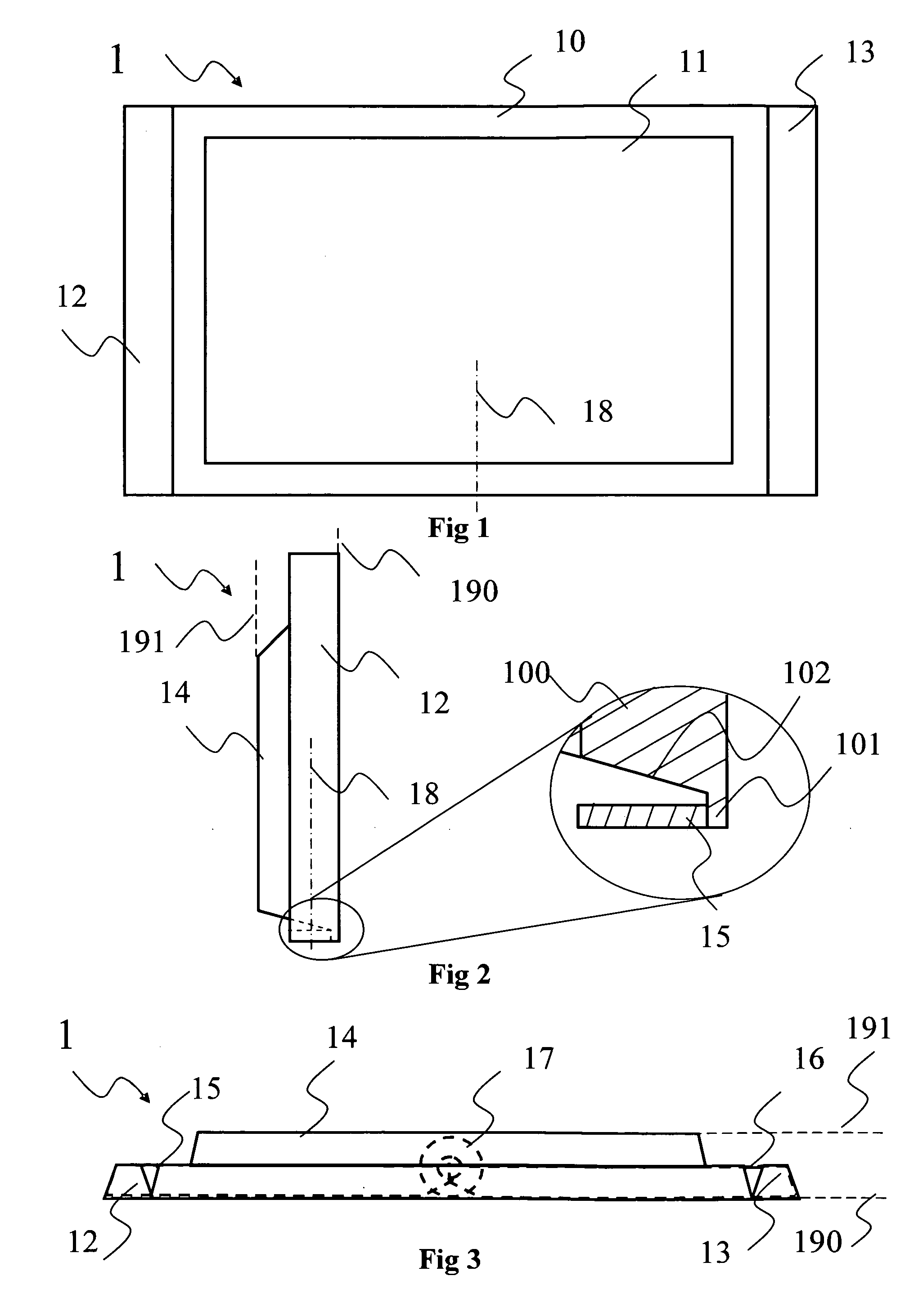 Flat screen display device