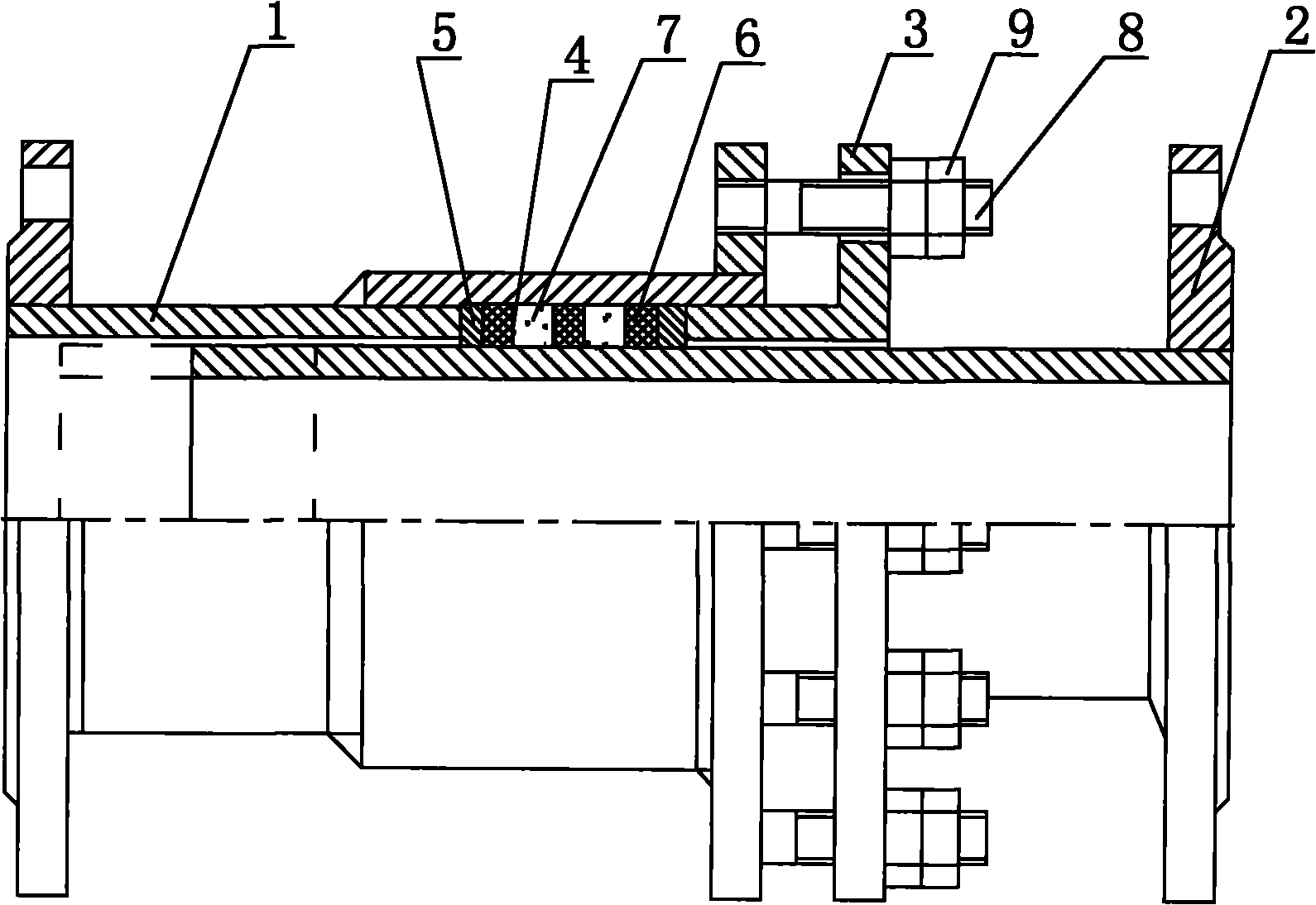 Stuffing box type compensating joint