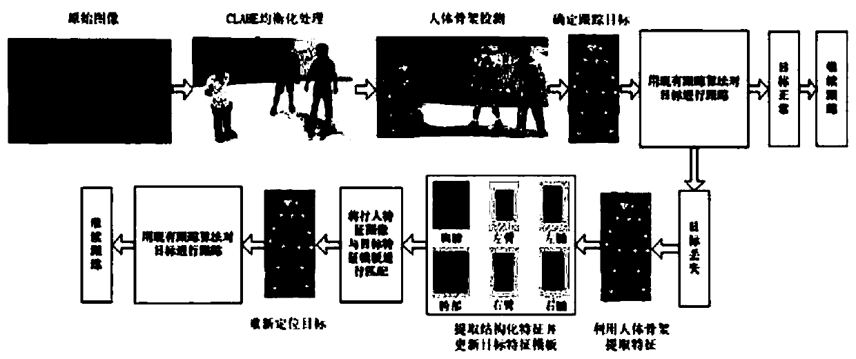 A pedestrian target tracking method based on human skeleton structured features