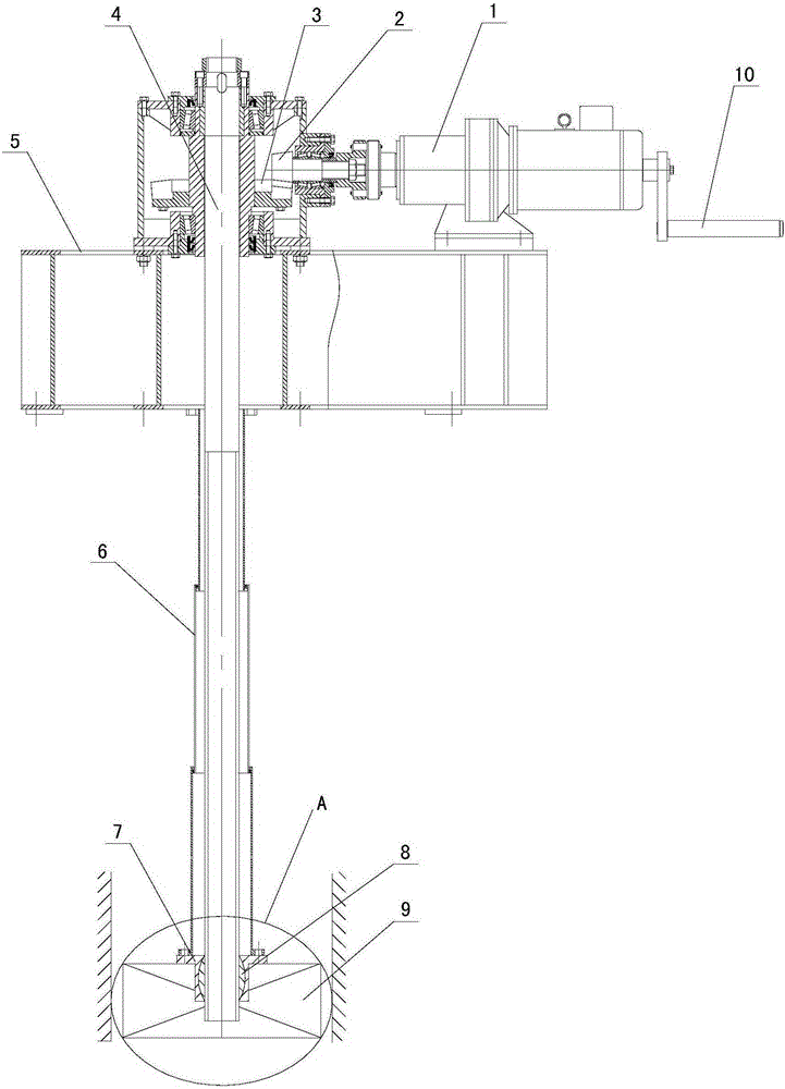 Rotating rod type gate hoist