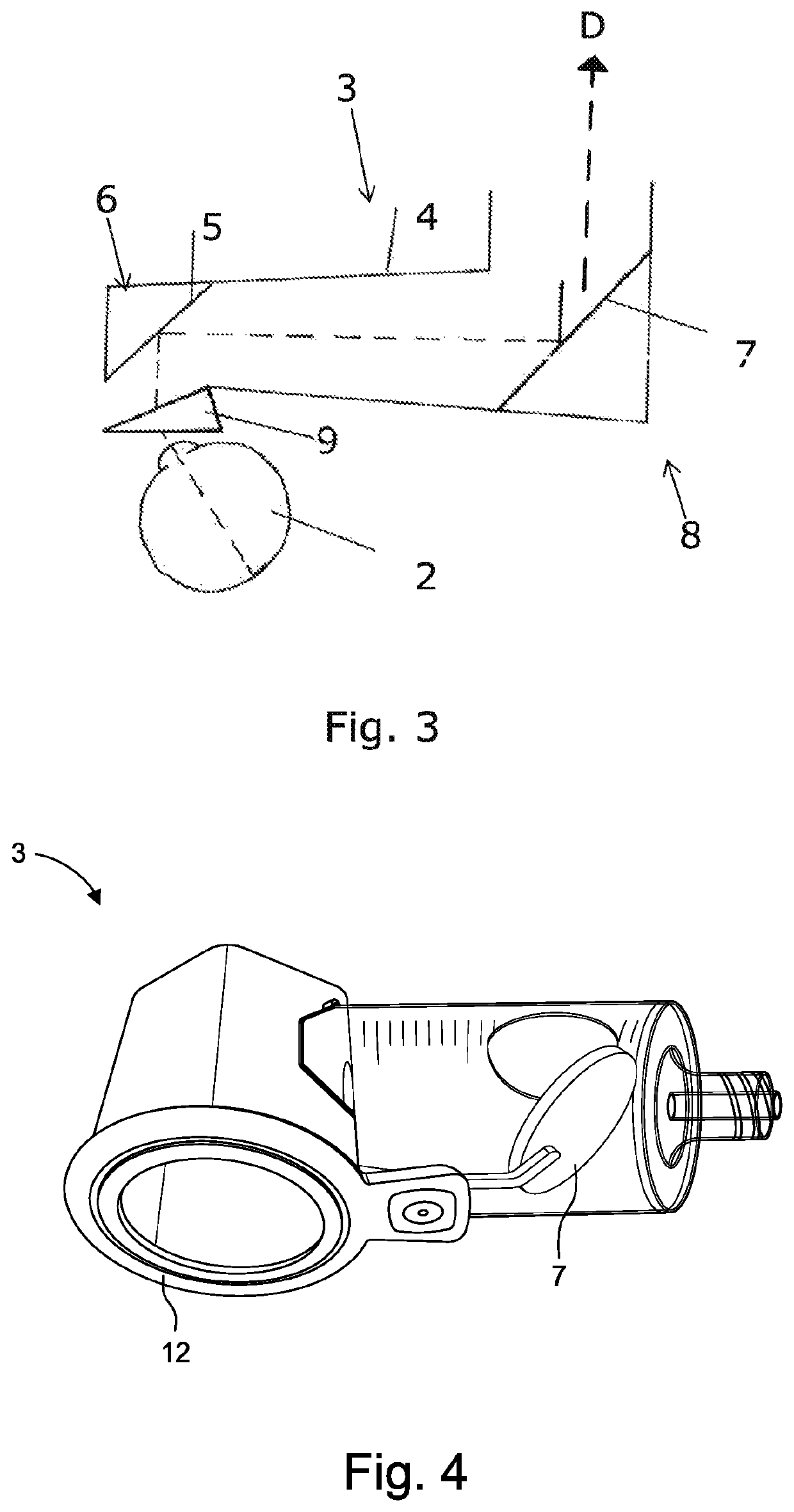 Method of examining an eye of a squinting person by use of a periscopic device and such a periscopic device