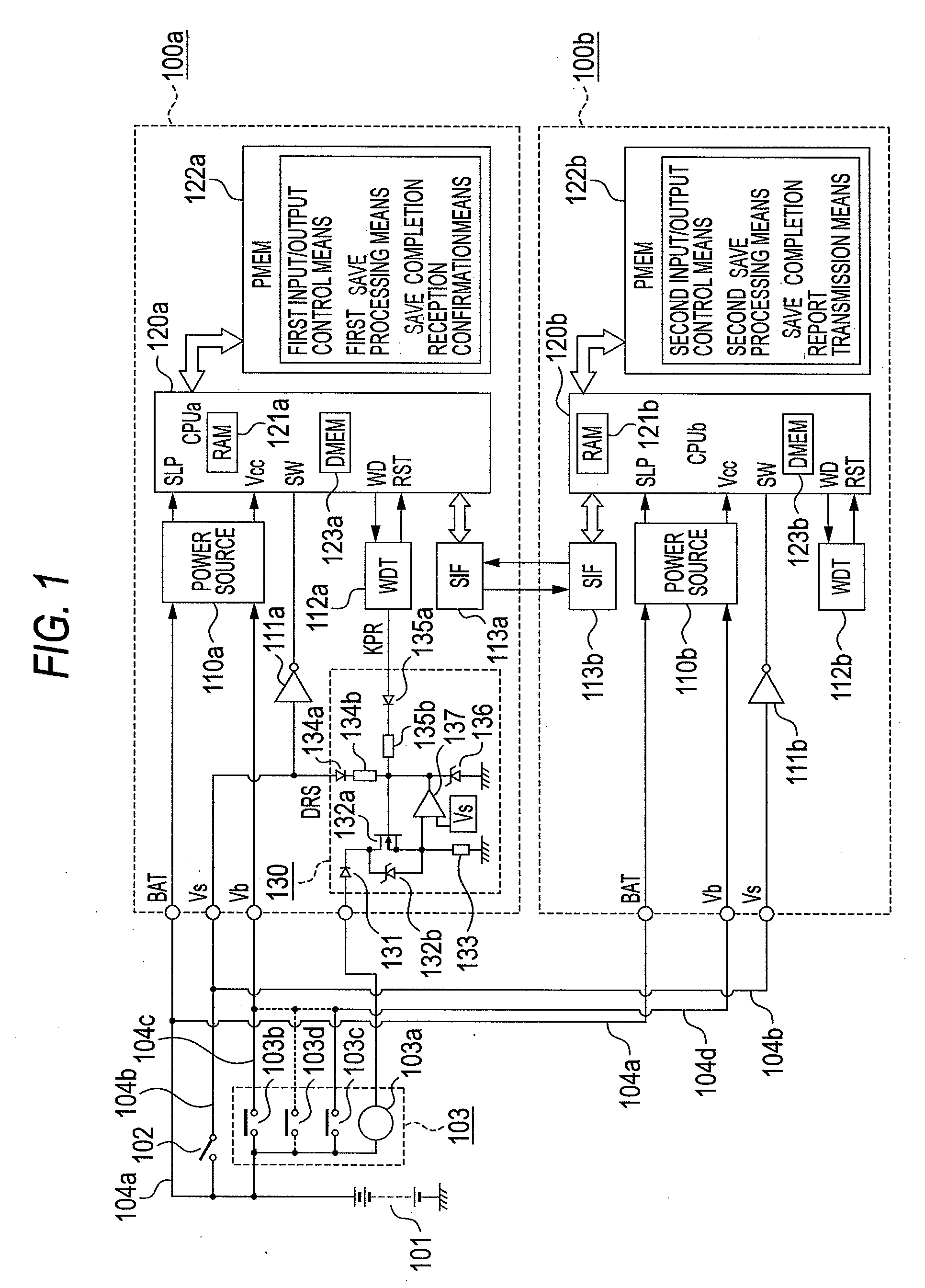 Power feed control circuit for on-vehicle electronic control apparatuses