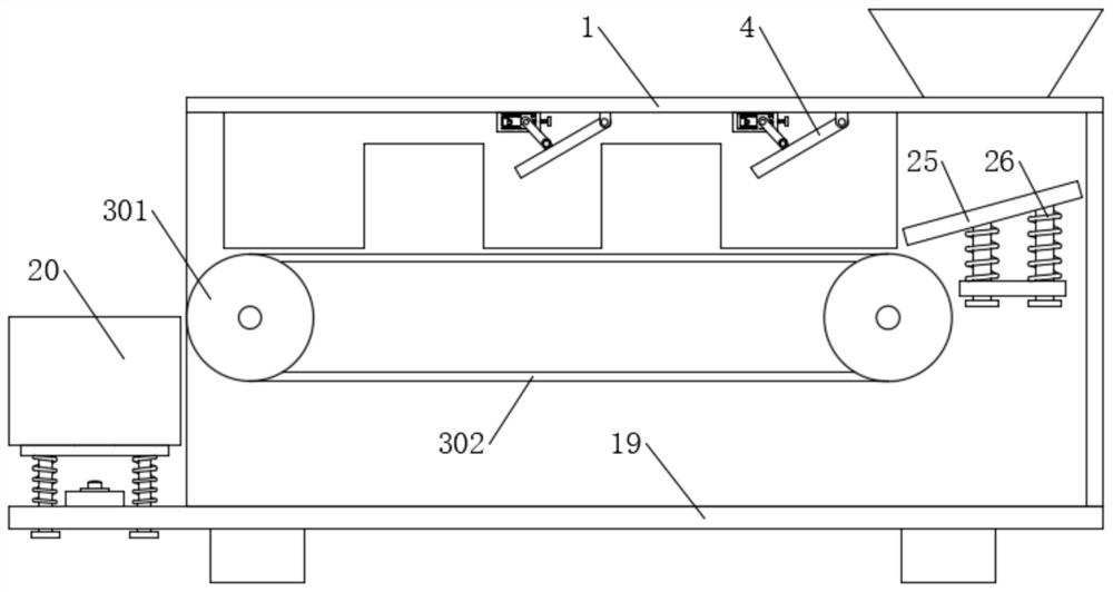 Screening device for pineapples and screening method thereof