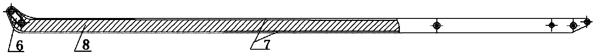 Composite material cantilever section for cantilever crane of concrete pump truck and manufacturing method thereof