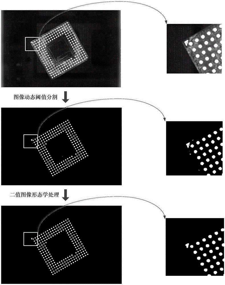 Solder ball positioning and parameter identification method for ball grid array pin chip