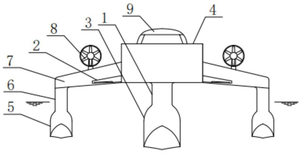 Small-waterplane three-body wing ship