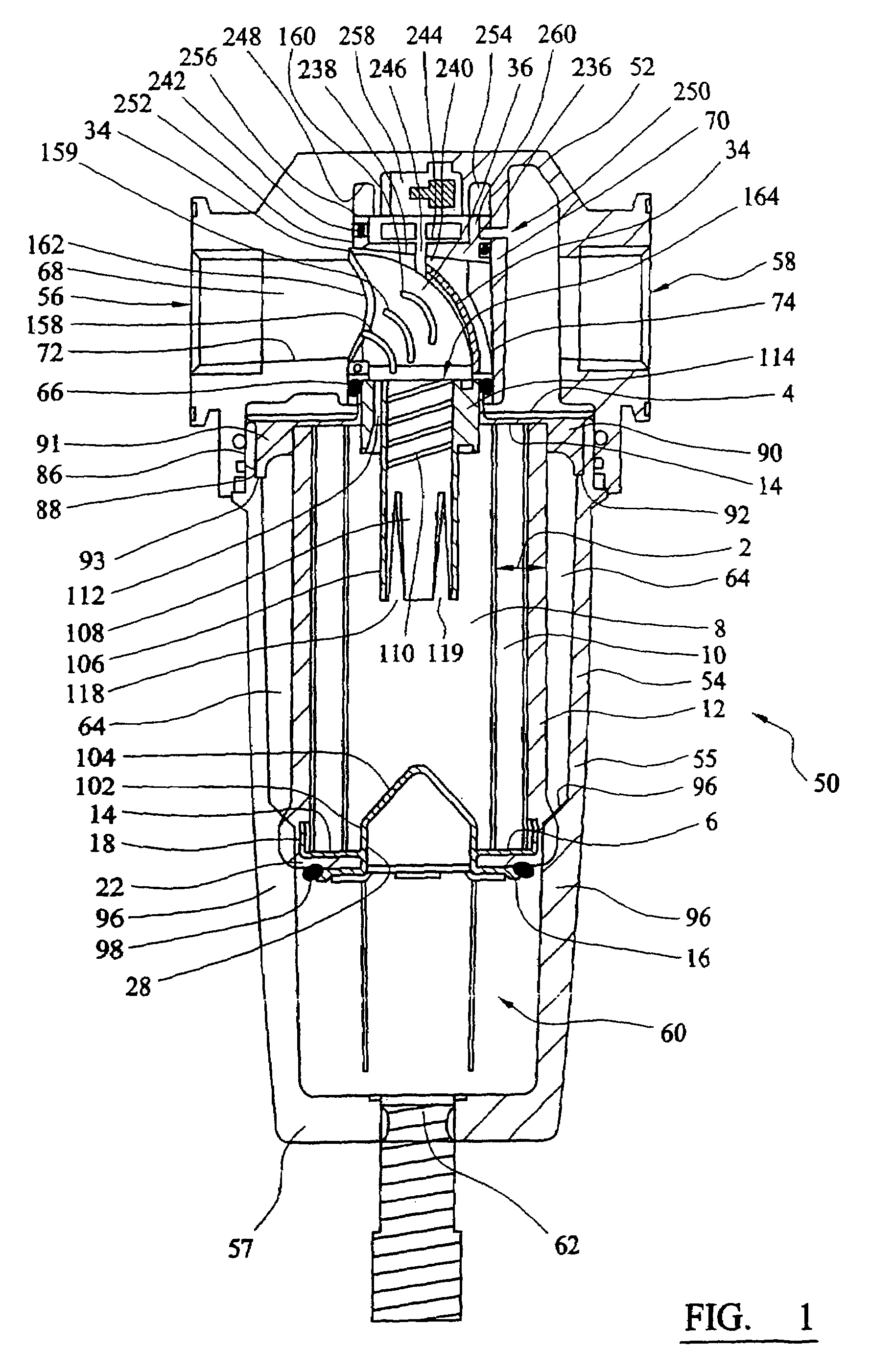 Assembly for collecting material entrained in a gas stream