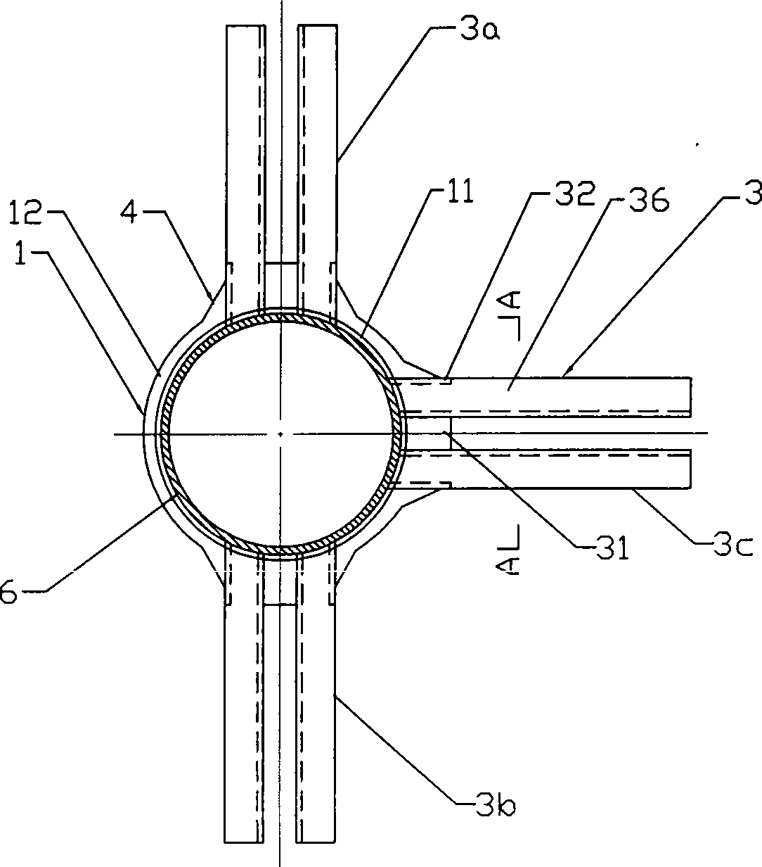 Node component used for connecting steel tube concrete column with building roof beam