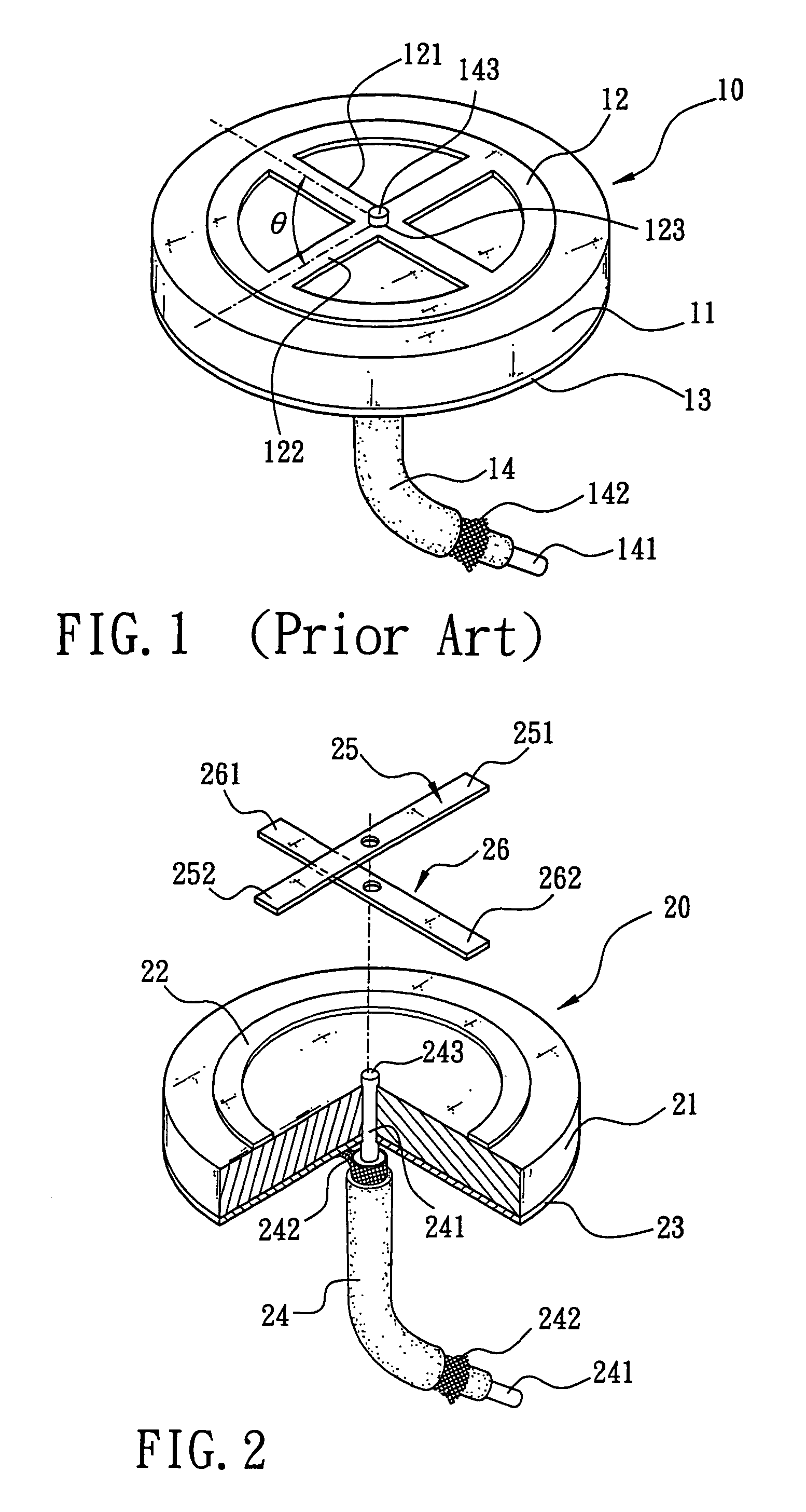 Disk-shaped antenna with polarization adjustment arrangement