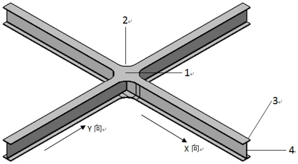 Composite material integrated frame beam and manufacturing method