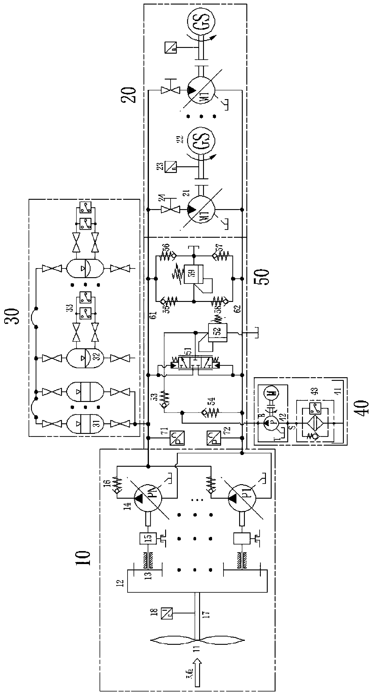 Hydraulic energy storage type wind generation set