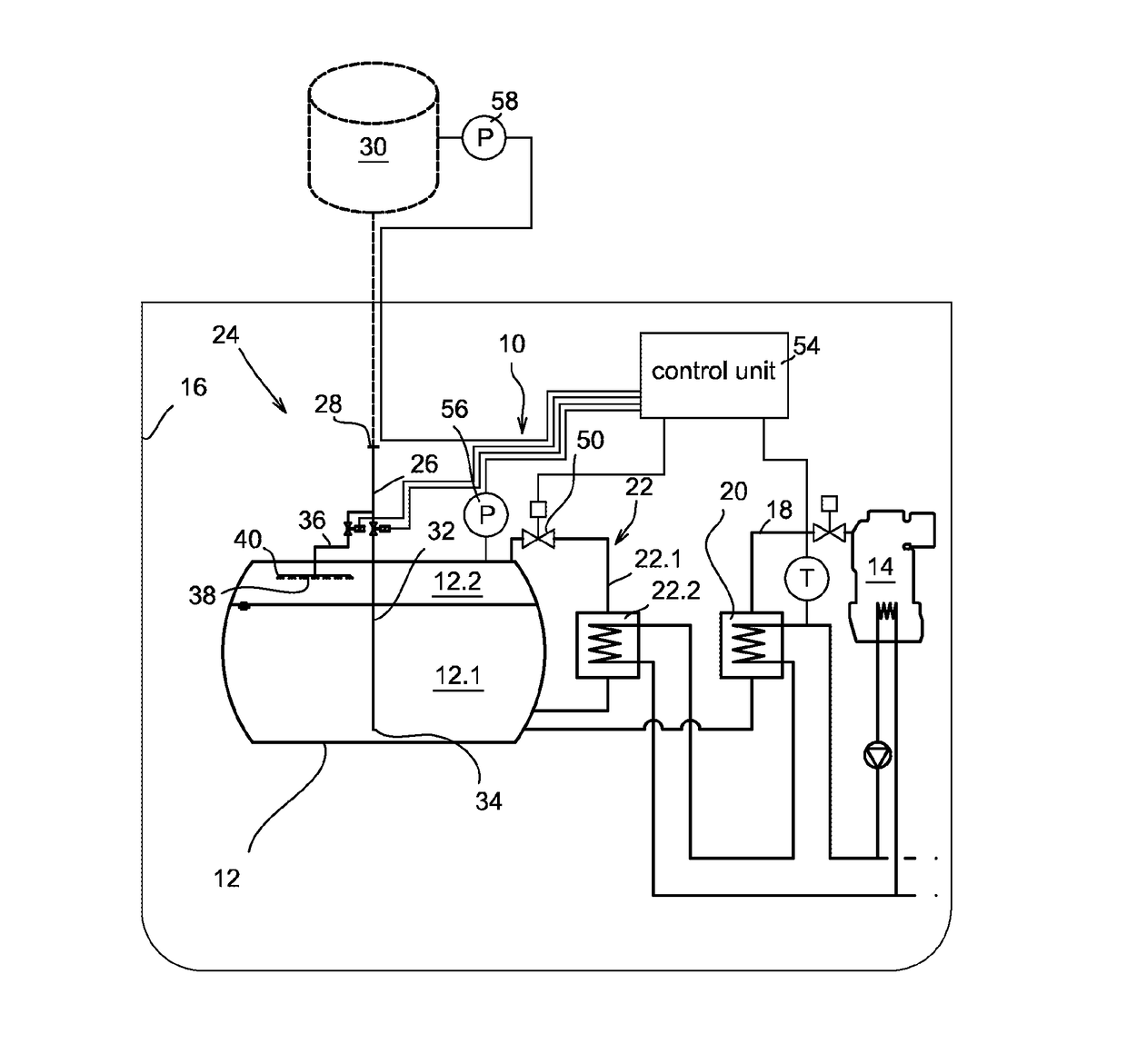 Method of filling a fuel tank with liquefied gas and liquefied gas system