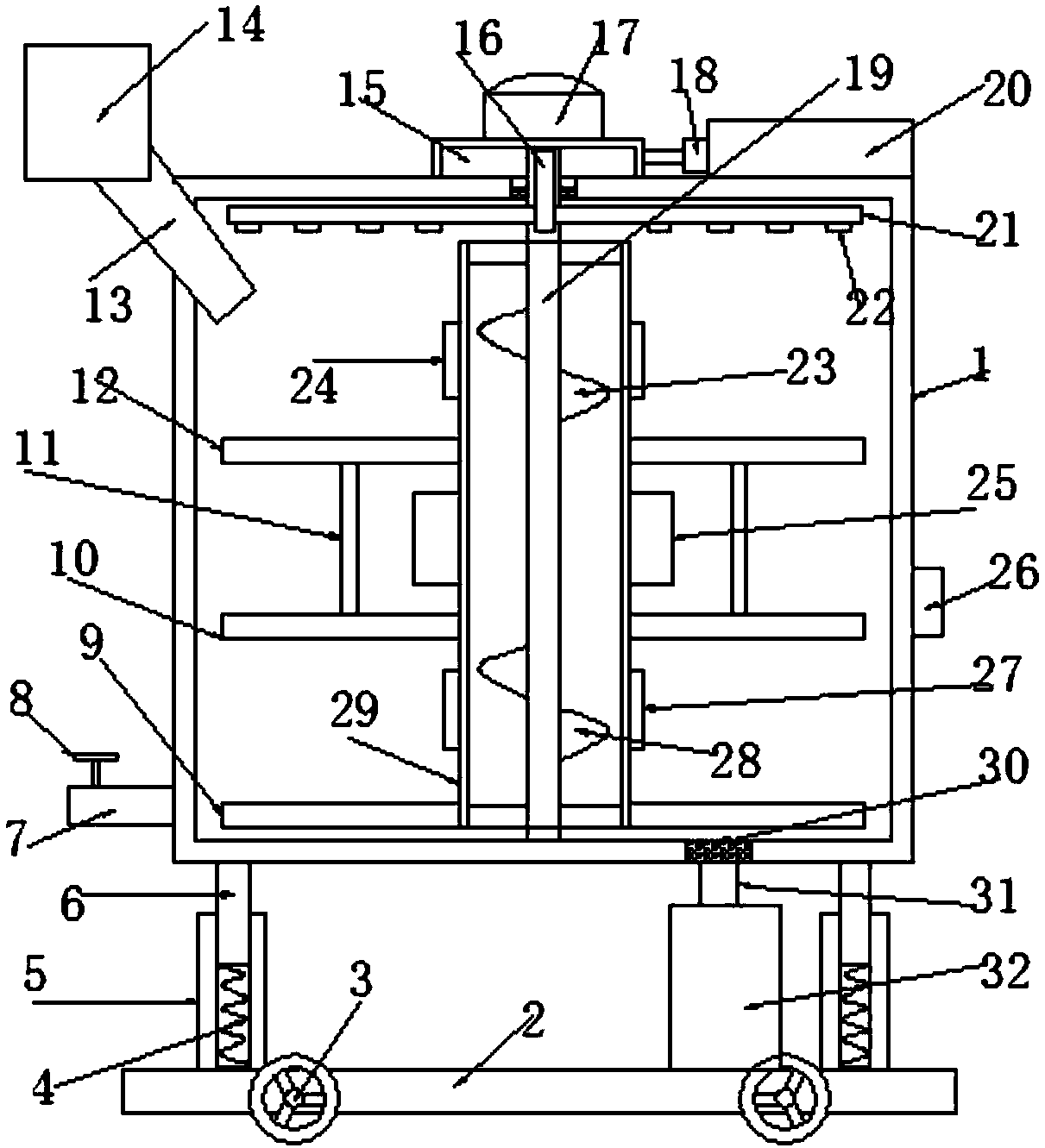 High-efficiency convective building concrete mixing device