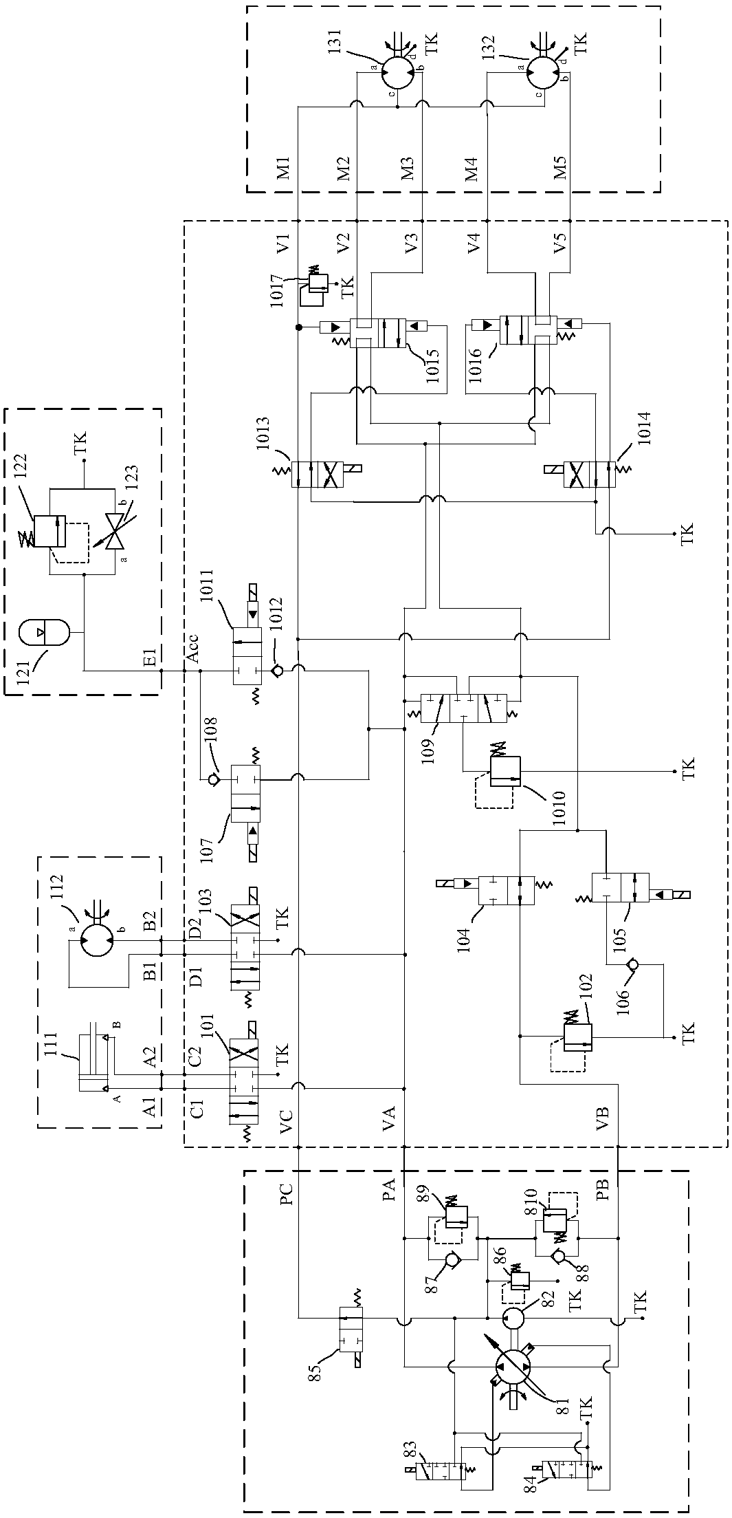 Hydraulic hybrid power system for road sweeper