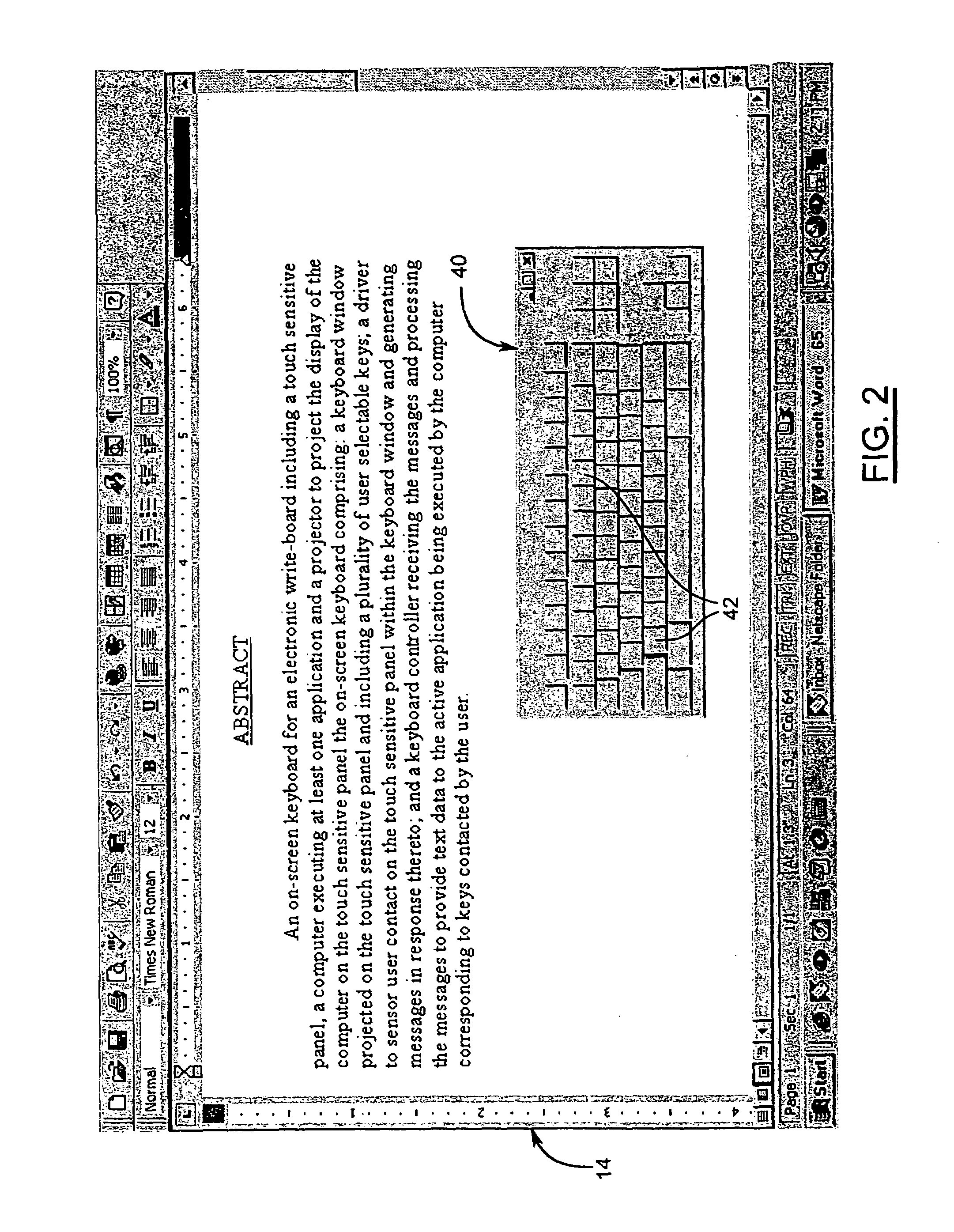 Keyboard for an electronic writeboard and method