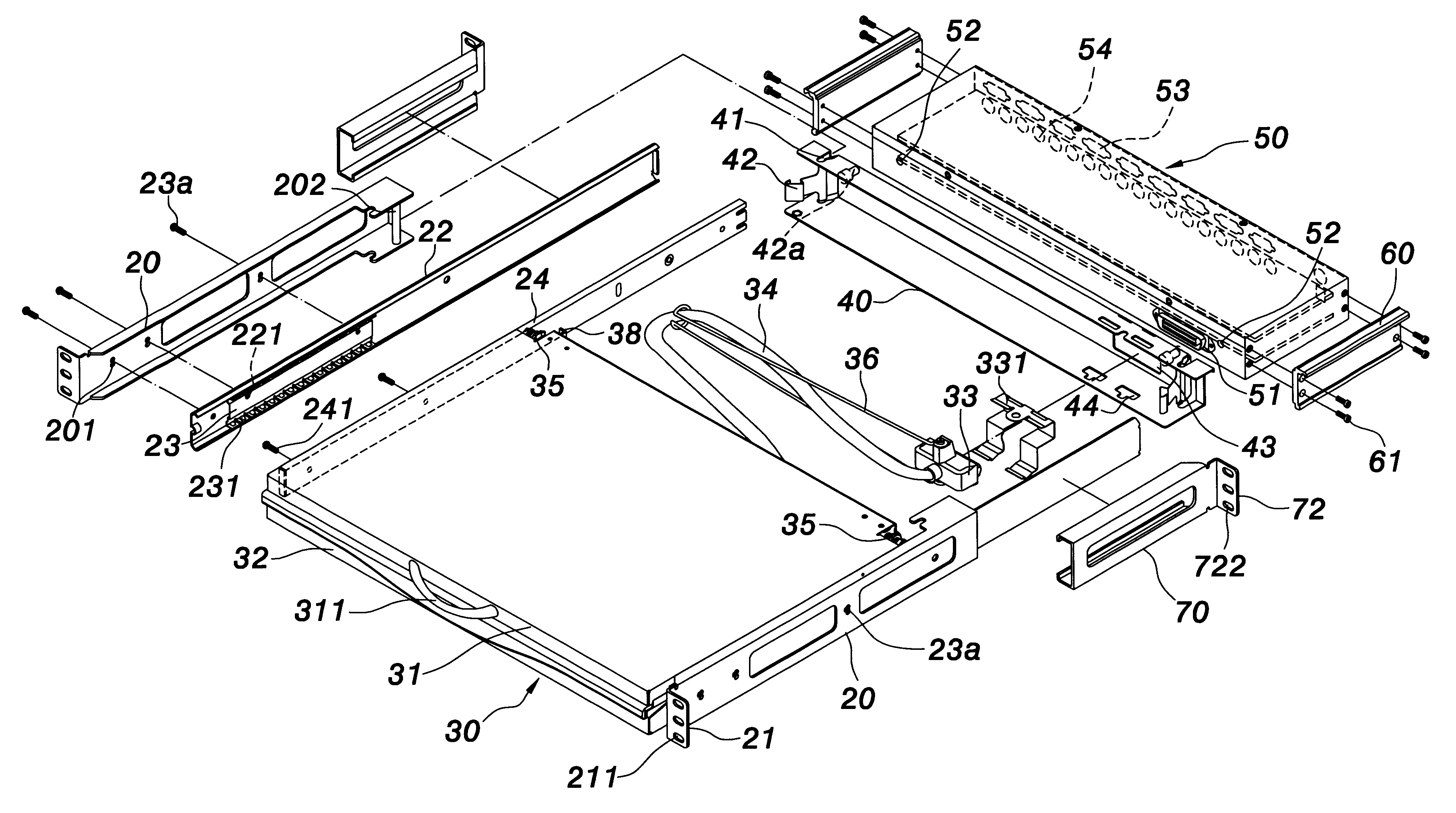 Retaining structure for industrial console