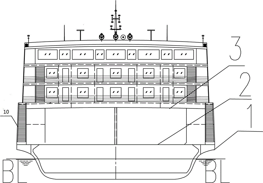 Large-scale cargo truck ro-ro passenger ship in inland waters