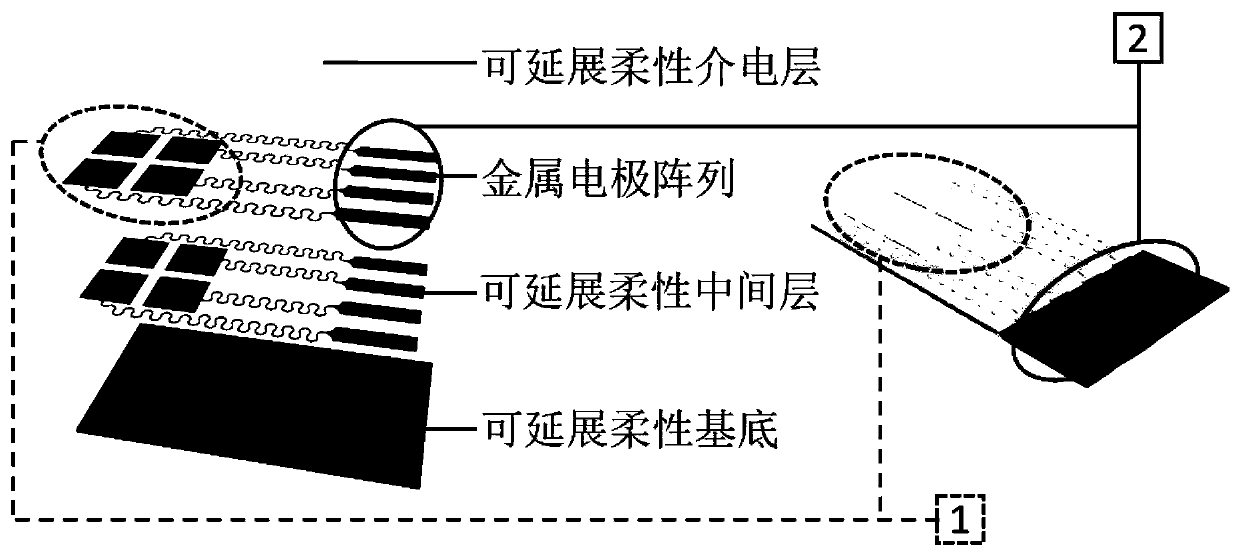 Extensible capacitive flexible biological electrode array and preparation method thereof