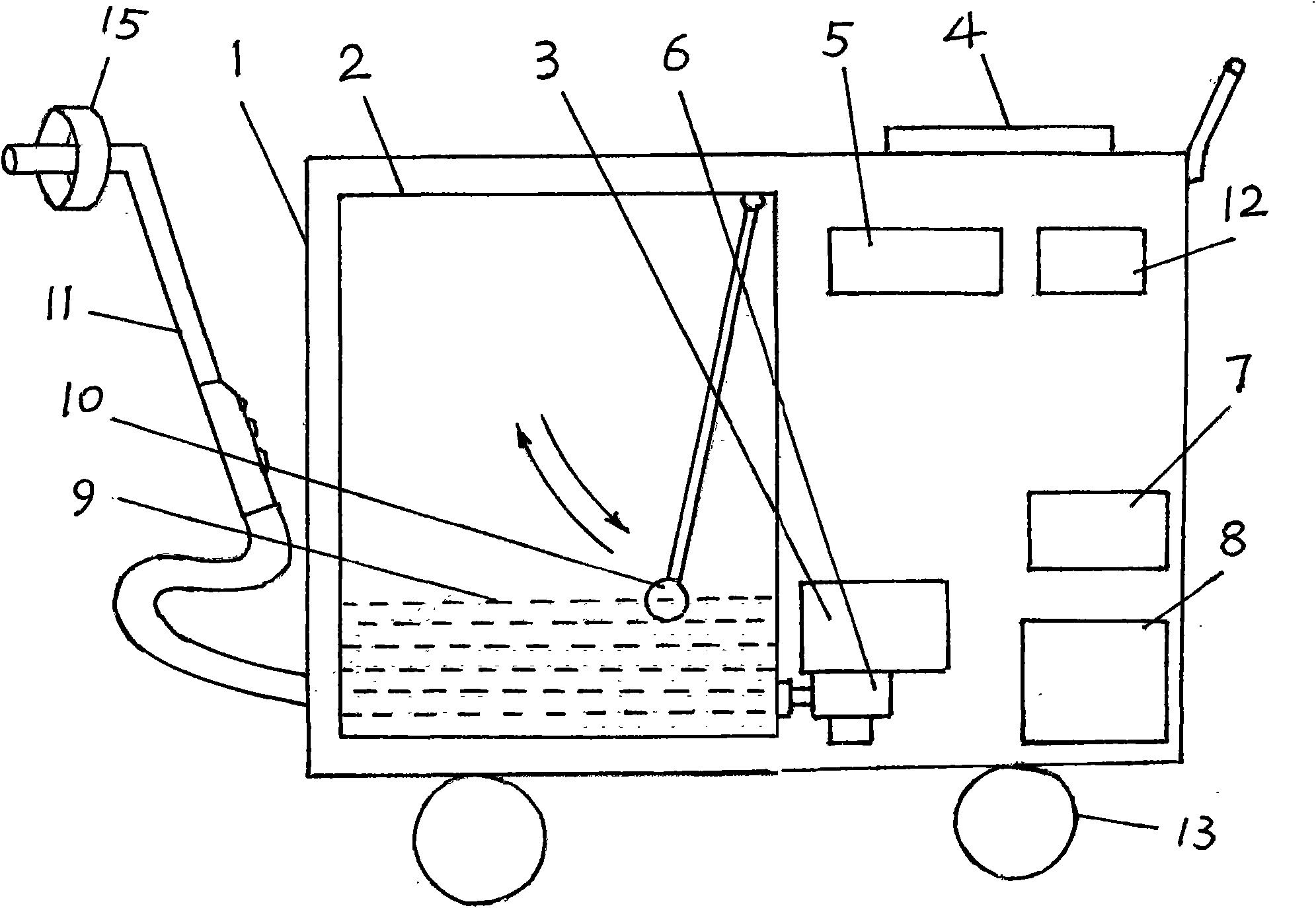 Automatic acid storage battery supplementing liquid injecting machine of vehicle