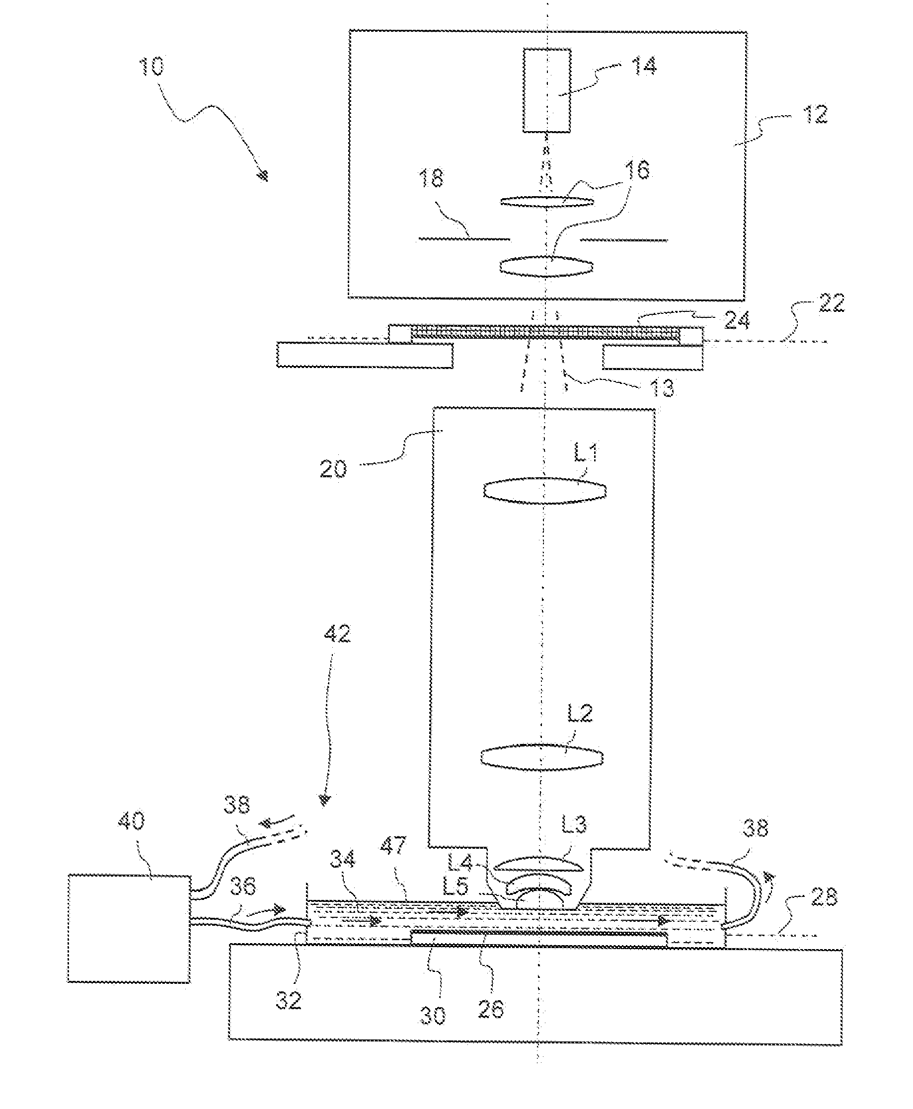 Microlithographic projection exposure apparatus and measuring device for a projection lens