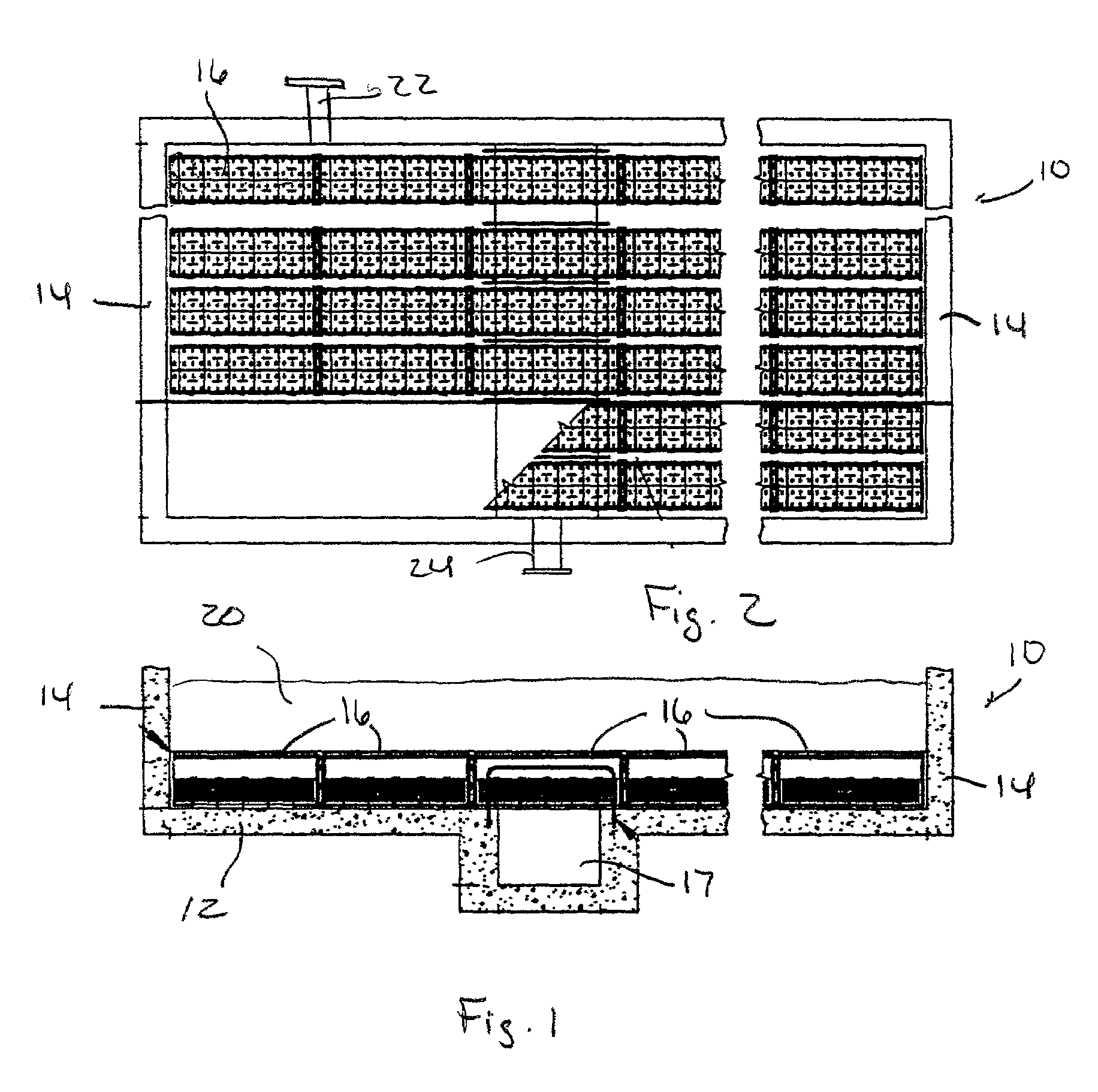 Filter media retaining cap and hold down grid