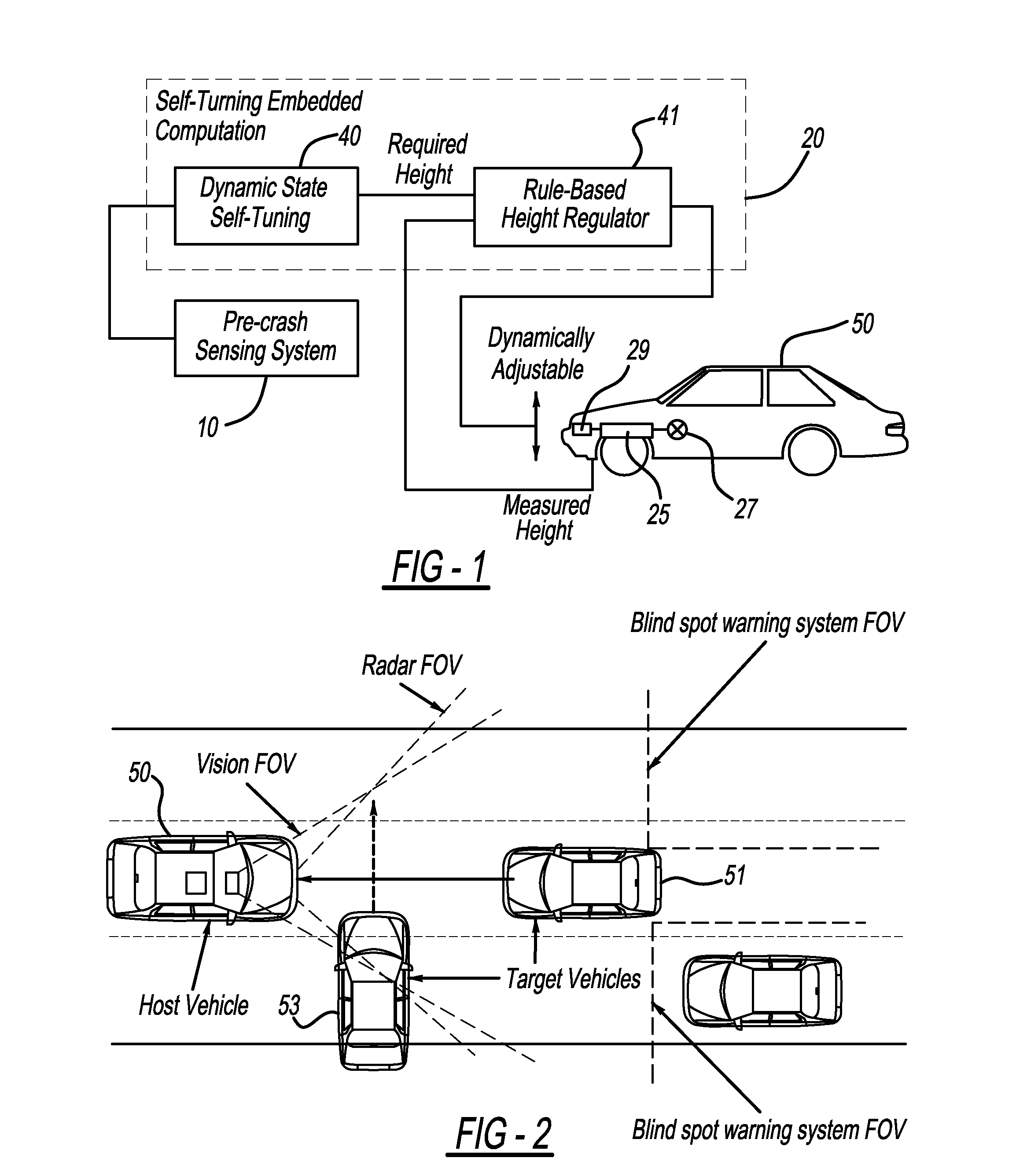 Adaptive crash height adjustment using active suspensions