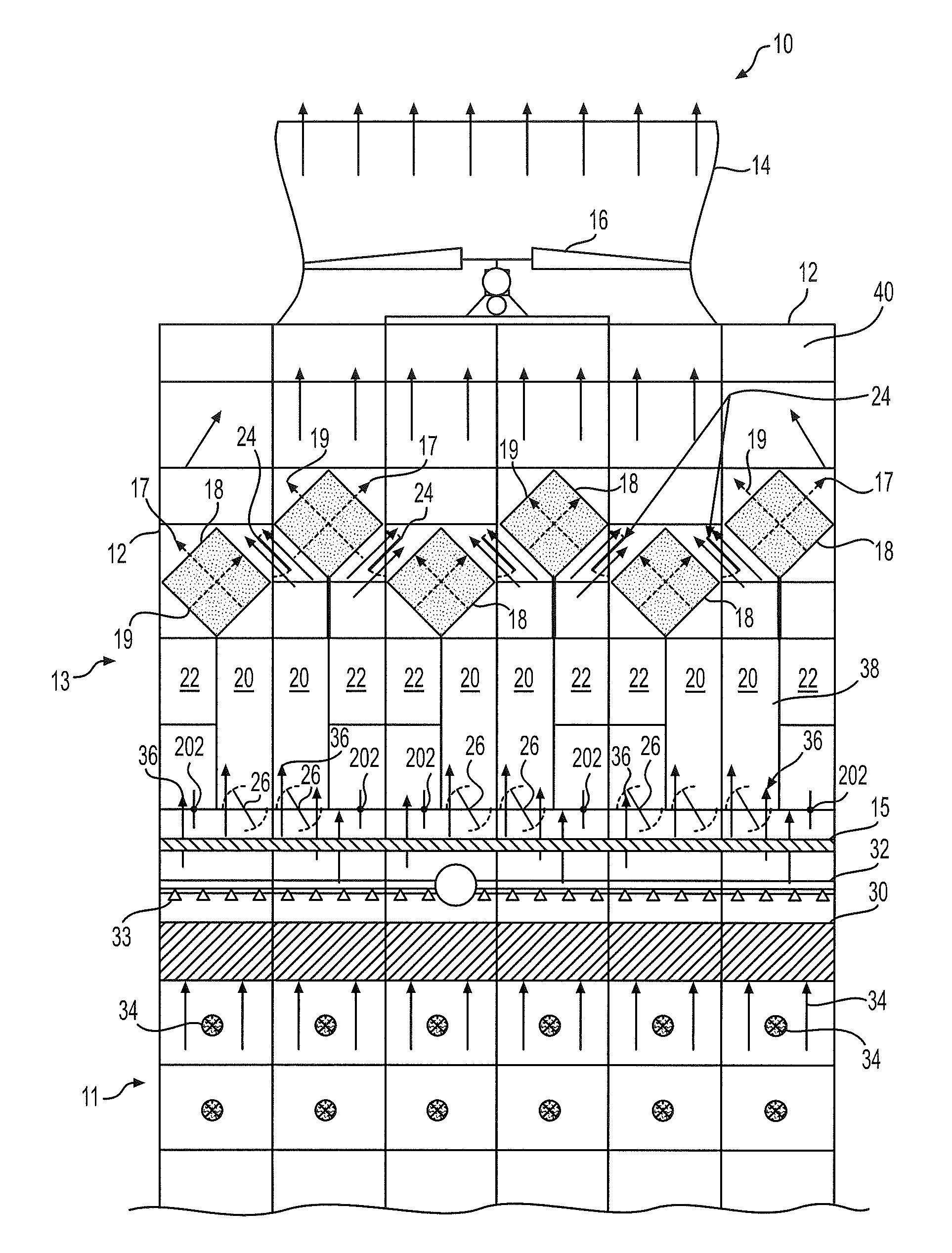 Air-to-air heat exchanger bypass for wet cooling tower apparatus and method