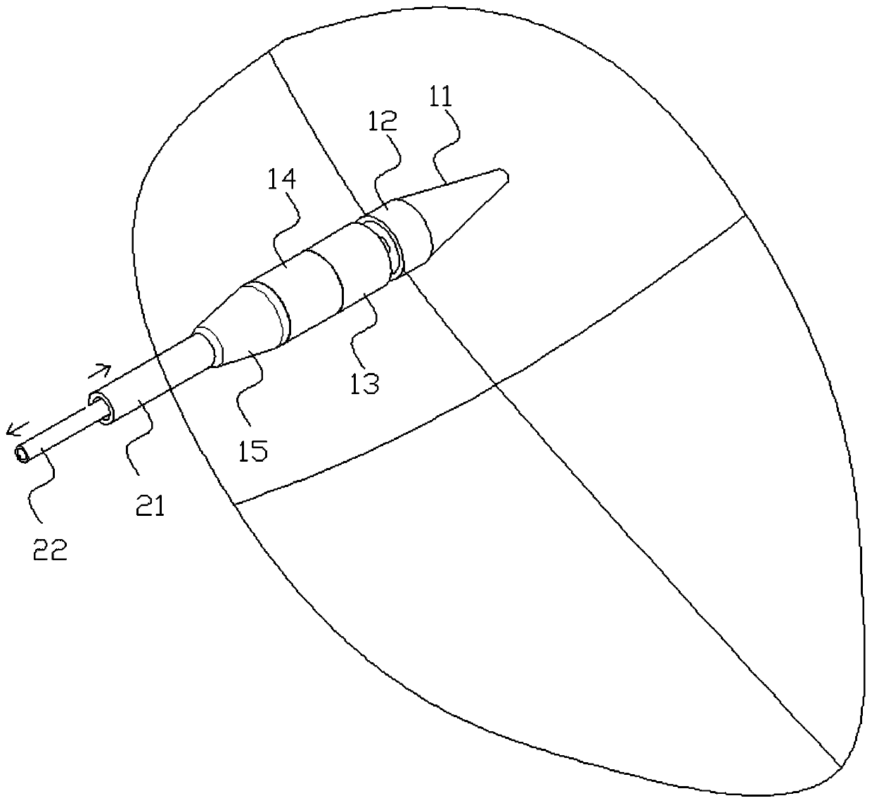 Hole cutting type non-implanted atrial shunt device