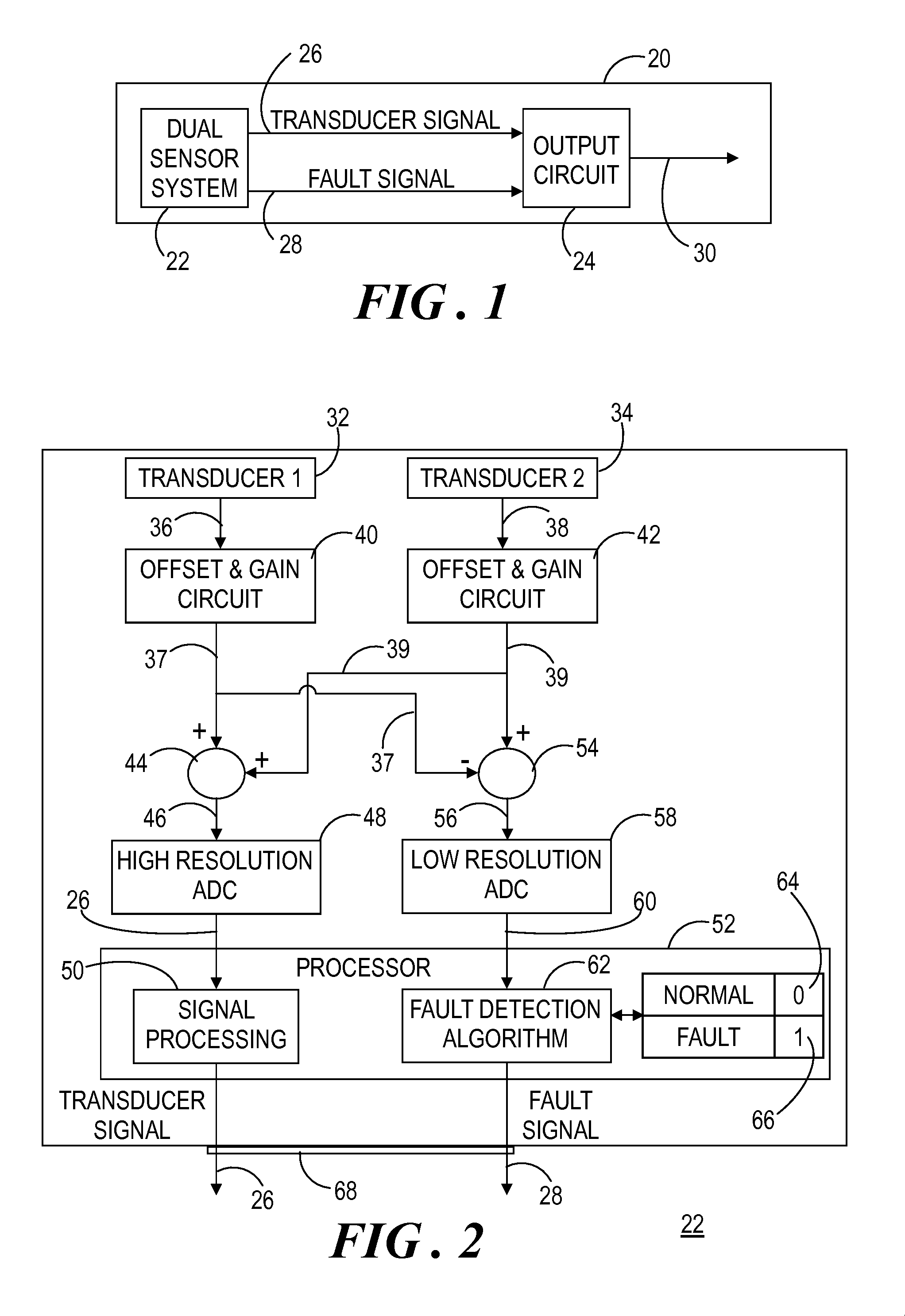 Dual sensor system having fault detection capability