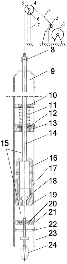 Automatic underground sand bailing device and sand bailing process thereof