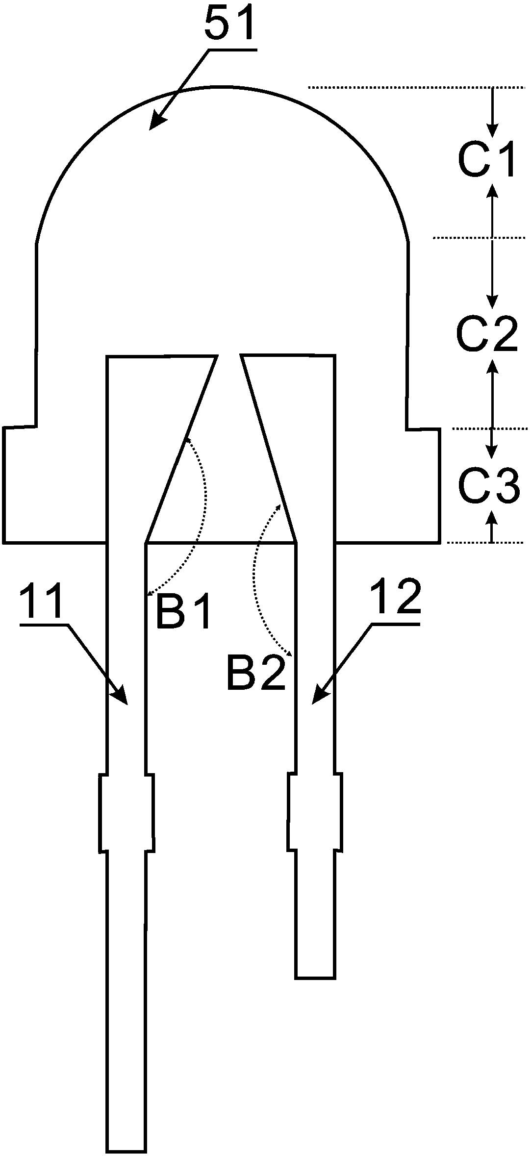 High-luminous-efficiency white-light LAMP-LED structure and packaging method