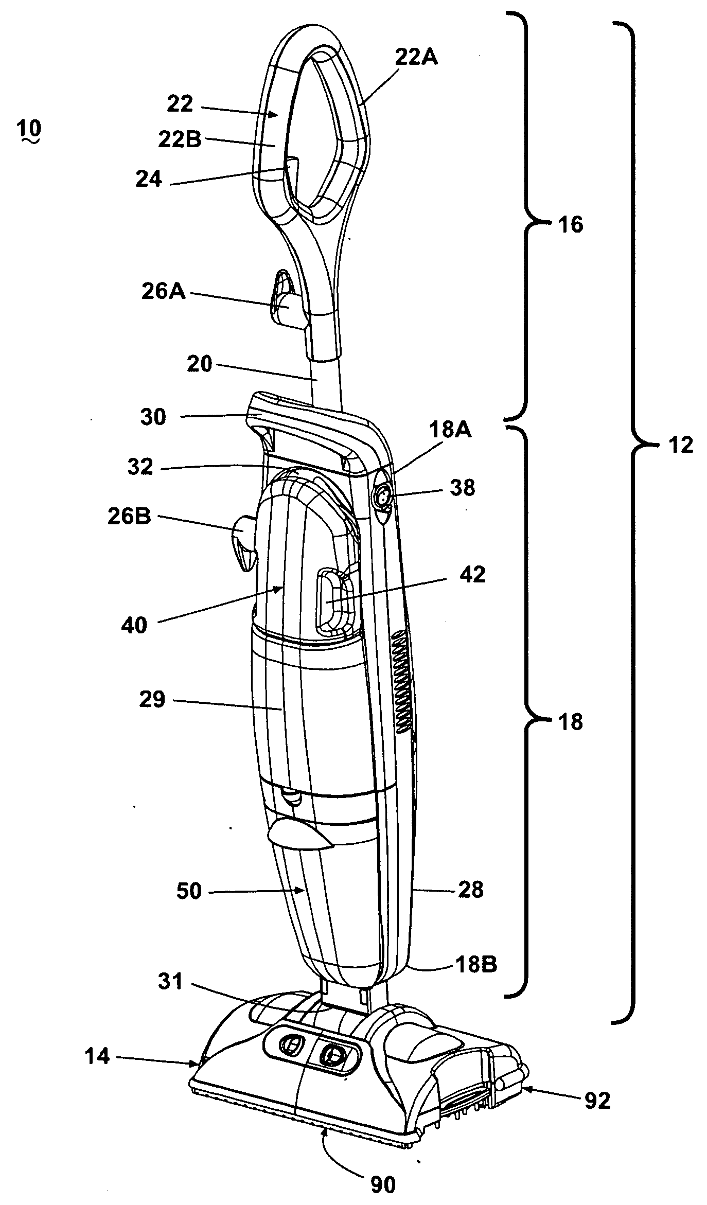 Bare floor cleaner with agitator lift