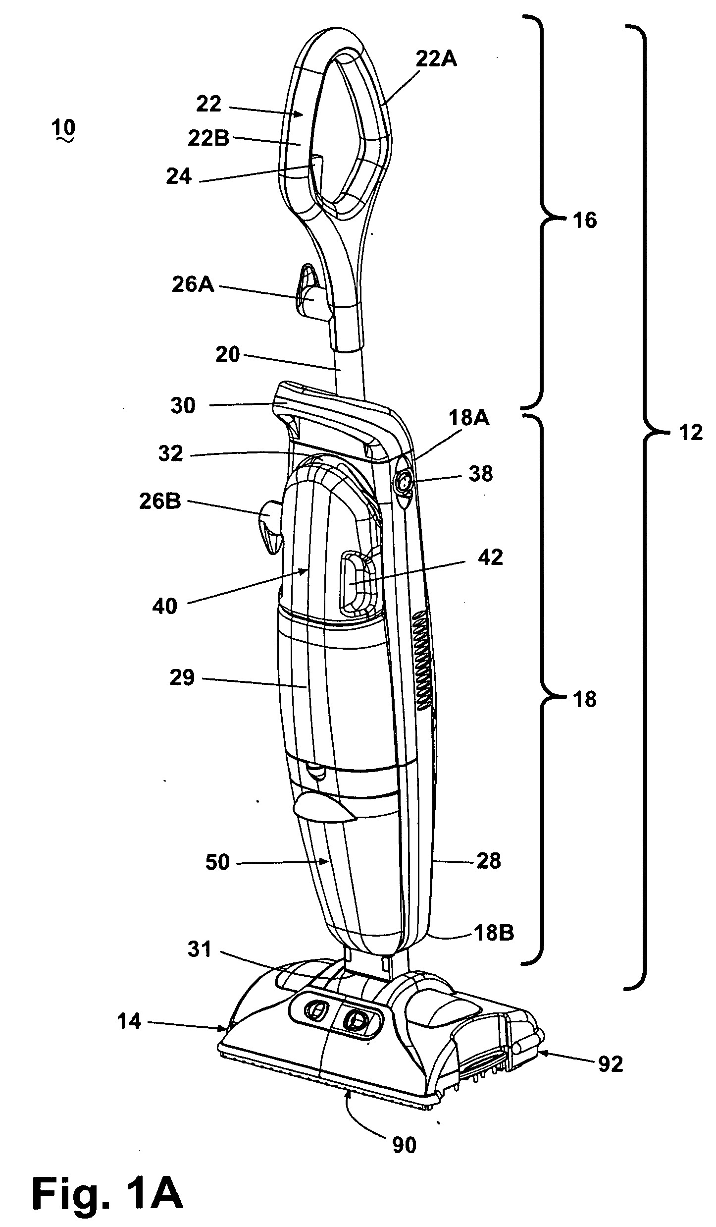 Bare floor cleaner with agitator lift