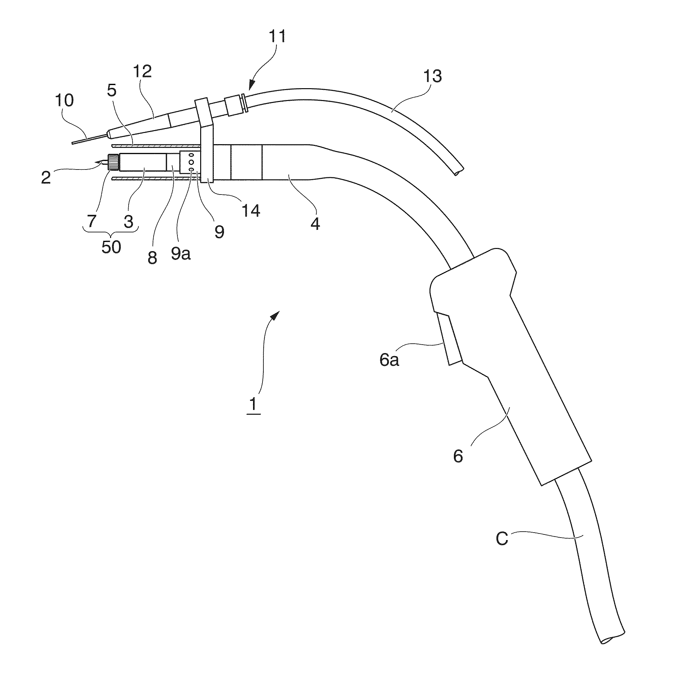 Semi-automatic welding system, conversion adapter kit, and welding torch