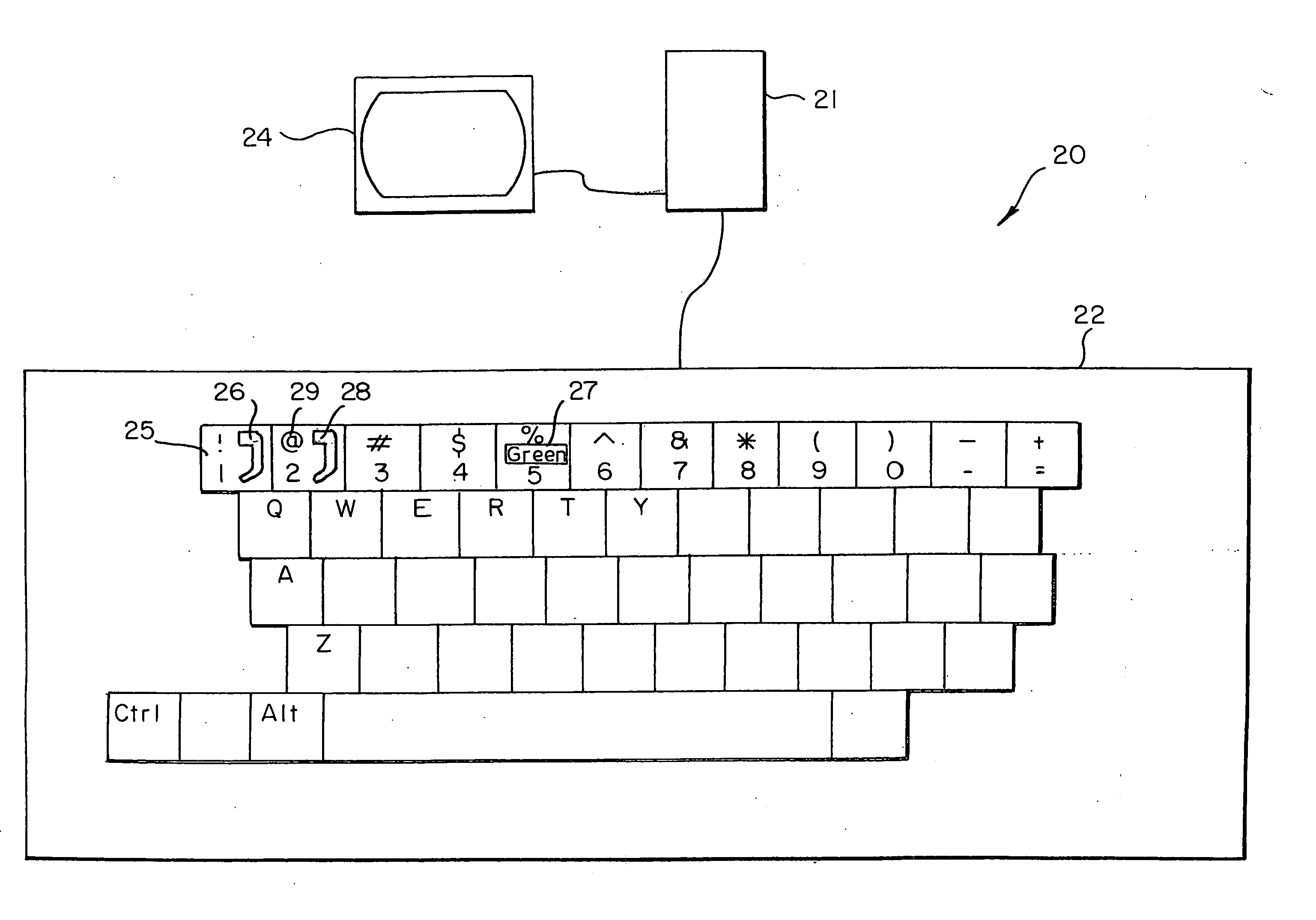 Color encoded keyboard and method