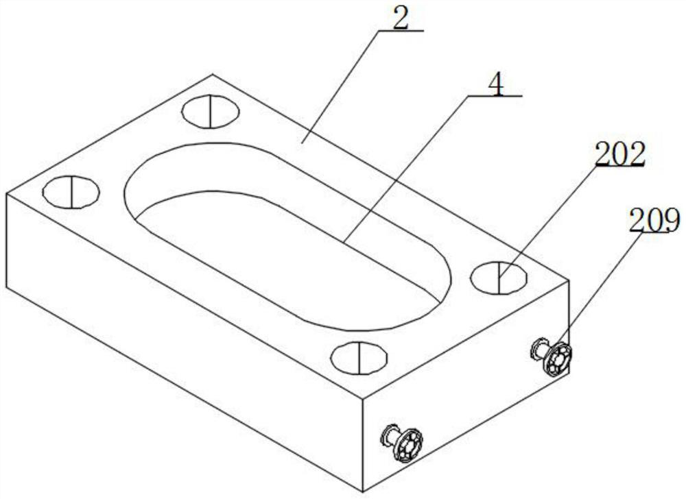 Magnet mold pressing device capable of accelerating cooling and facilitating material taking