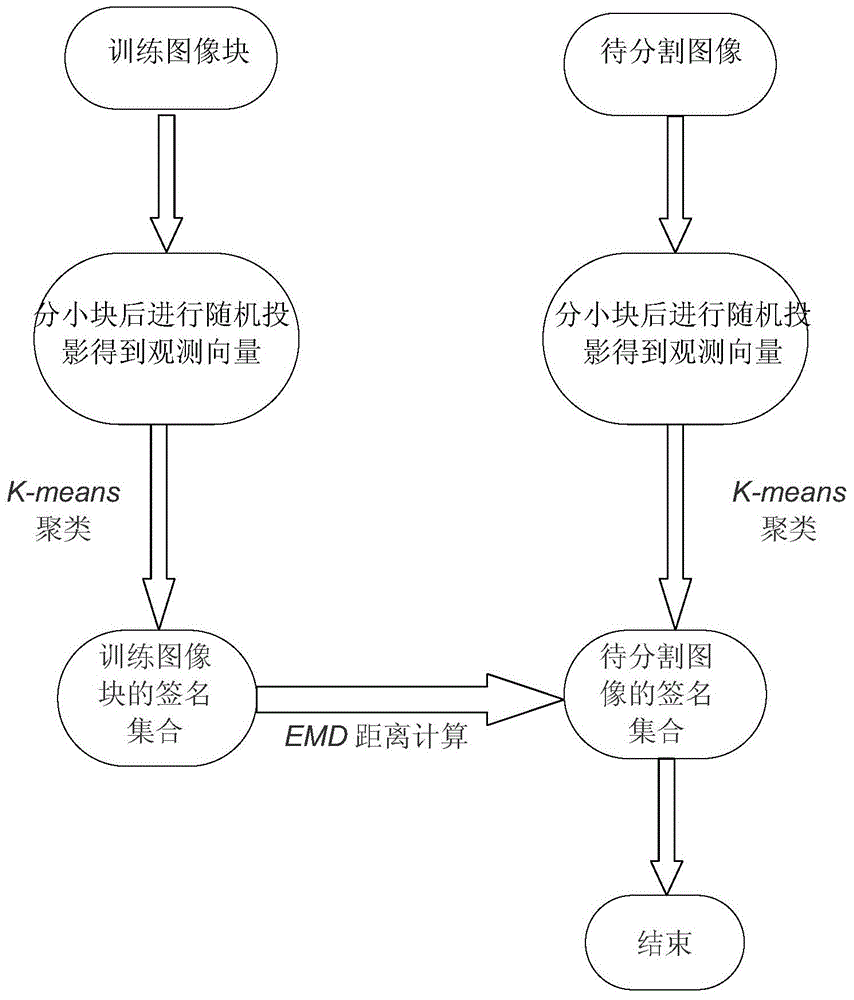 SAR image segmentation method based on random projection and Signature/EMD framework