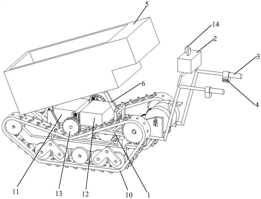 Light, simple and intelligent electric crawler transport vehicle for mountainous regions