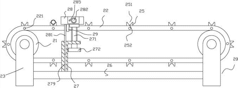 Automatic conveying mechanism of illuminating fluorescent tubes with automatic adjustment mechanism