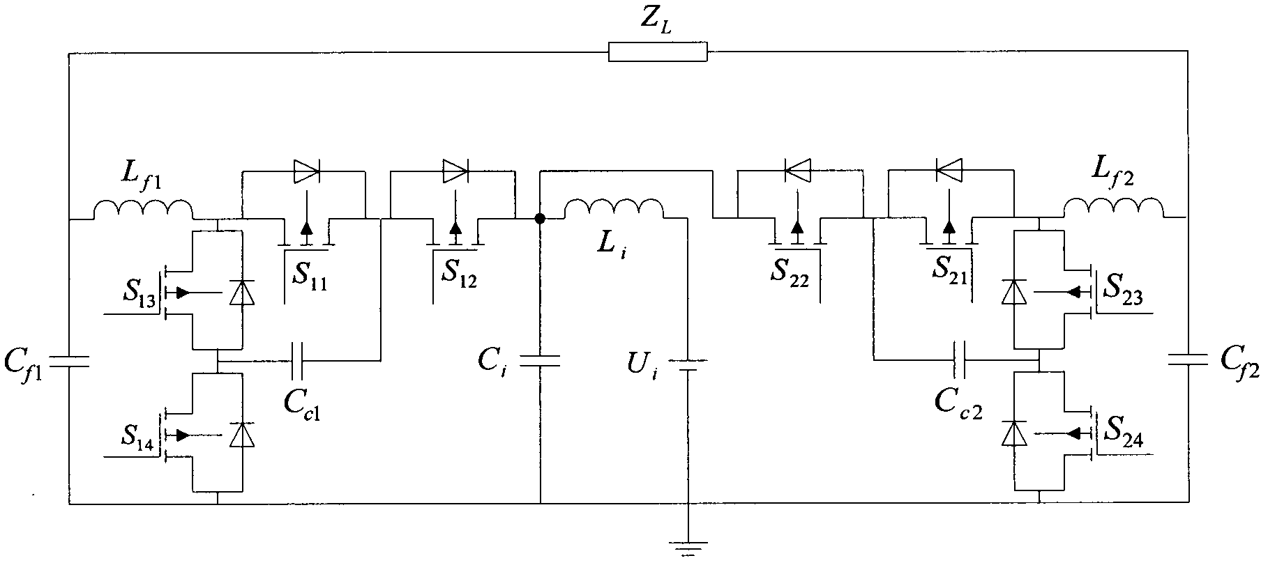 Non-isolated direct-current converter type differential three-level inverter